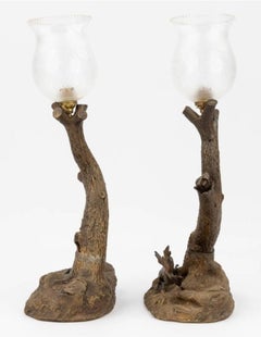 Pair of Late 19th Century Bronze & Venetian Glass in the Shape of Tree Trunks
