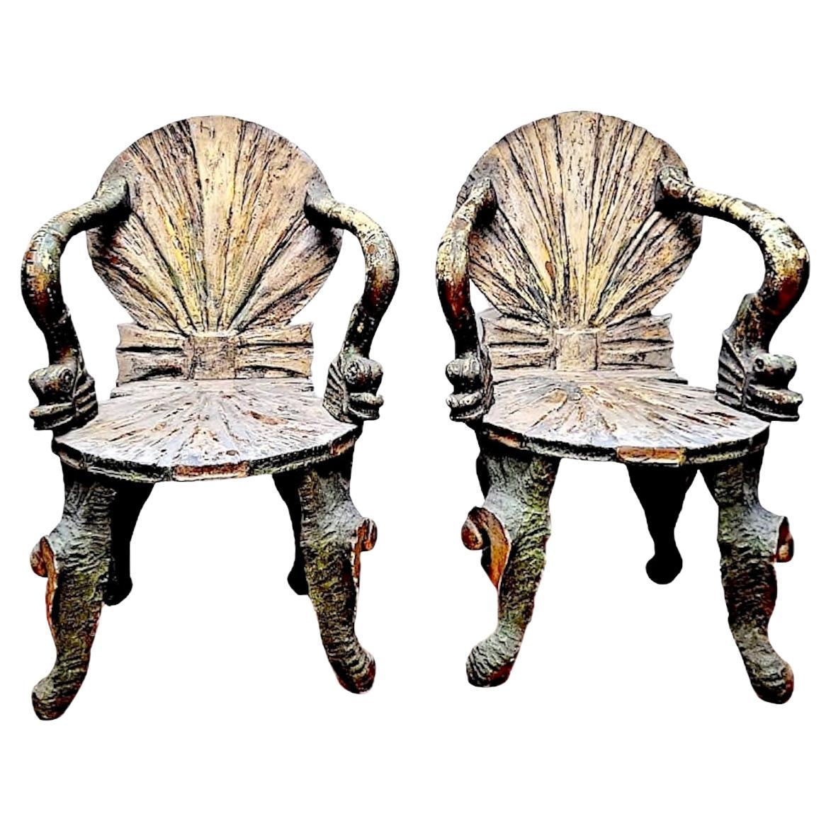 Pair of Early 20th-century Venetian Grotto Chairs