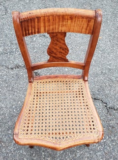 Pair of Early 20th Century Victorian Tiger Maple and Cane Seat Side Chair