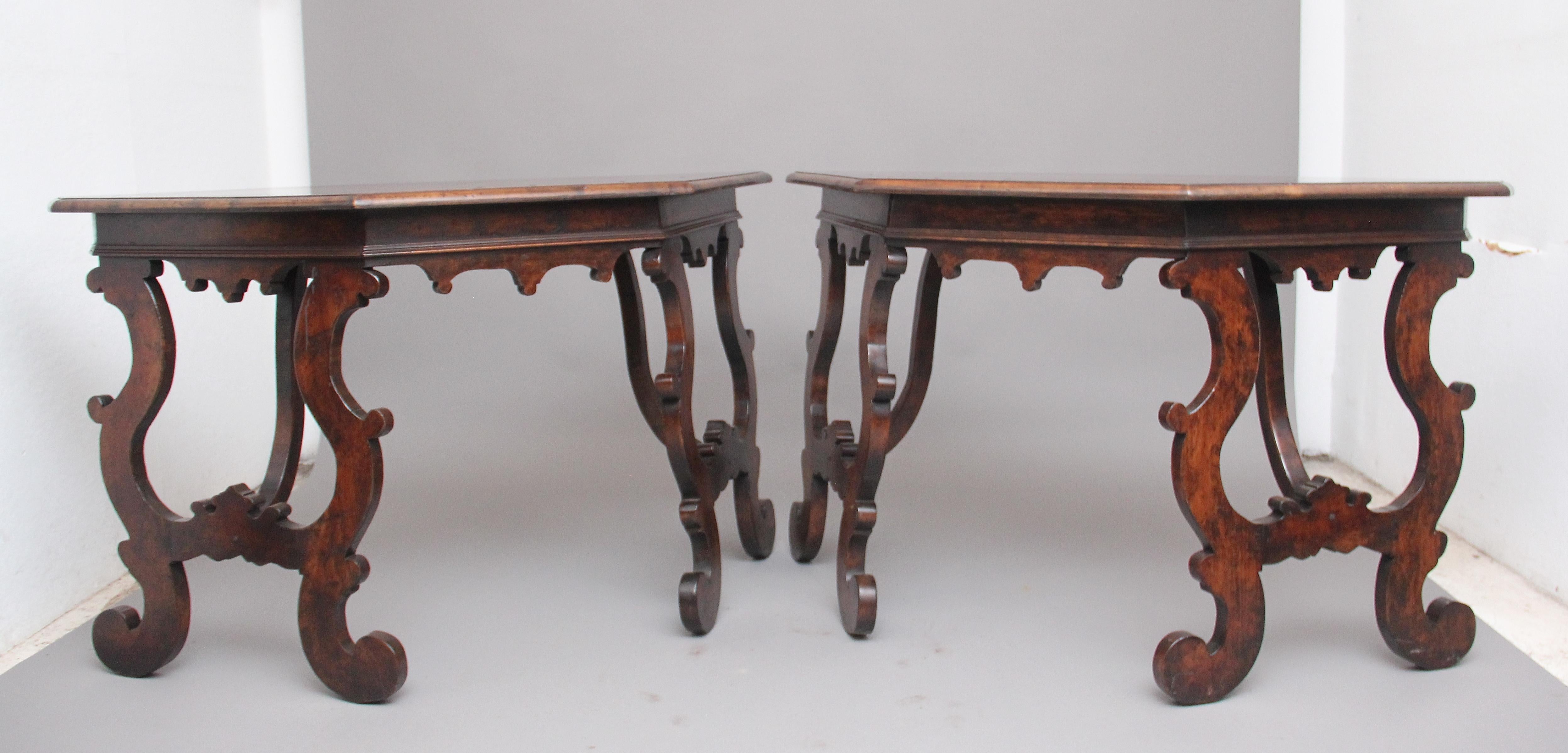 Pair of Early 20th Century Walnut Consul Tables 6