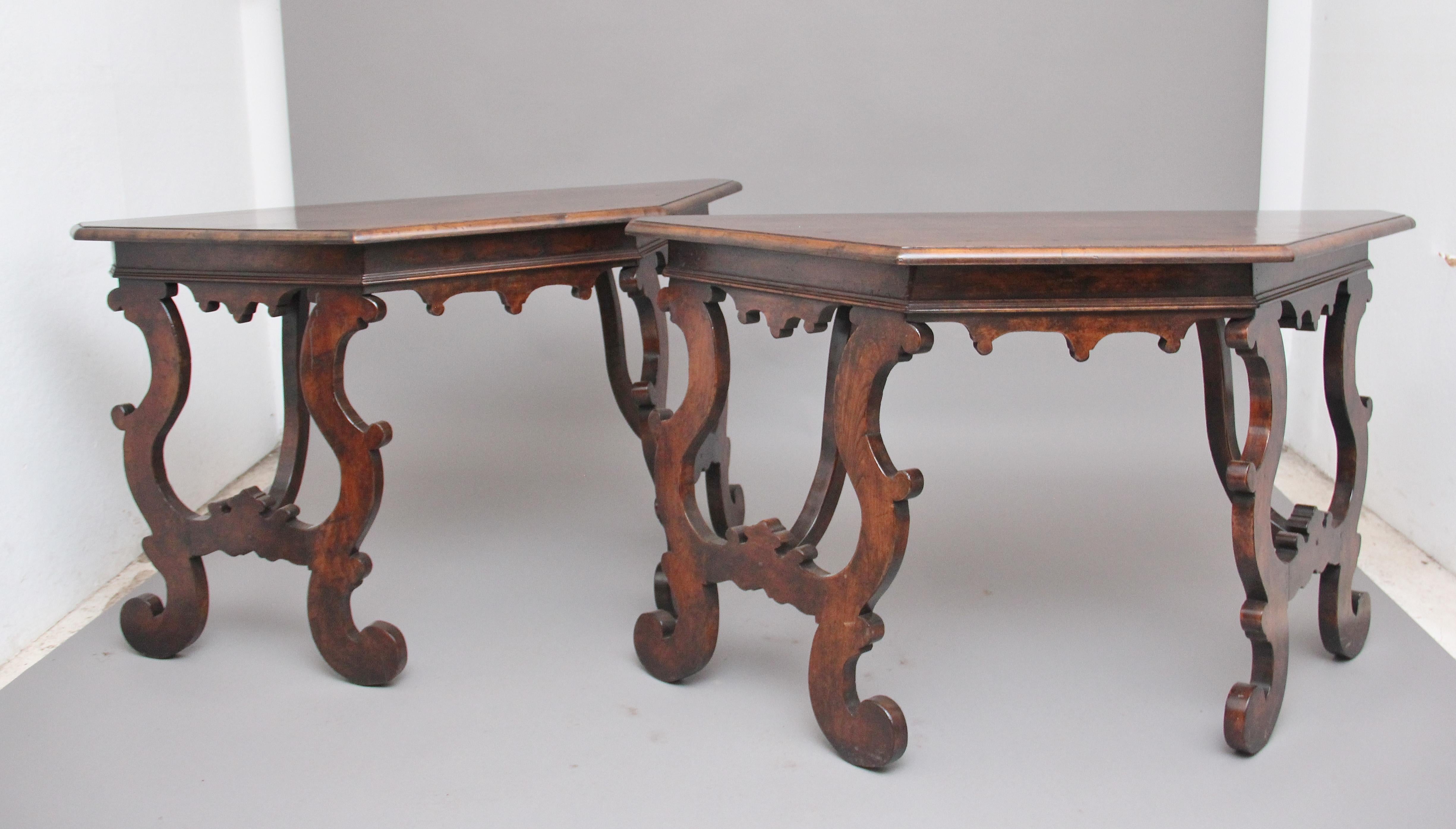 Pair of Early 20th Century Walnut Consul Tables 5