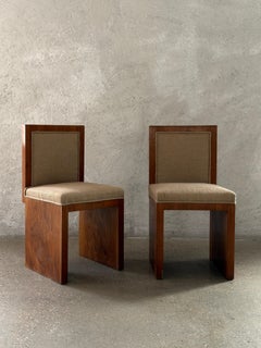 Paar Nussbaumfurnier-Deco-Slipper / Beistellstühle aus dem frühen 20.