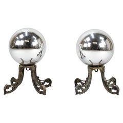 Antique Pair of Early 20th Century Witch Balls on Bronze Stands