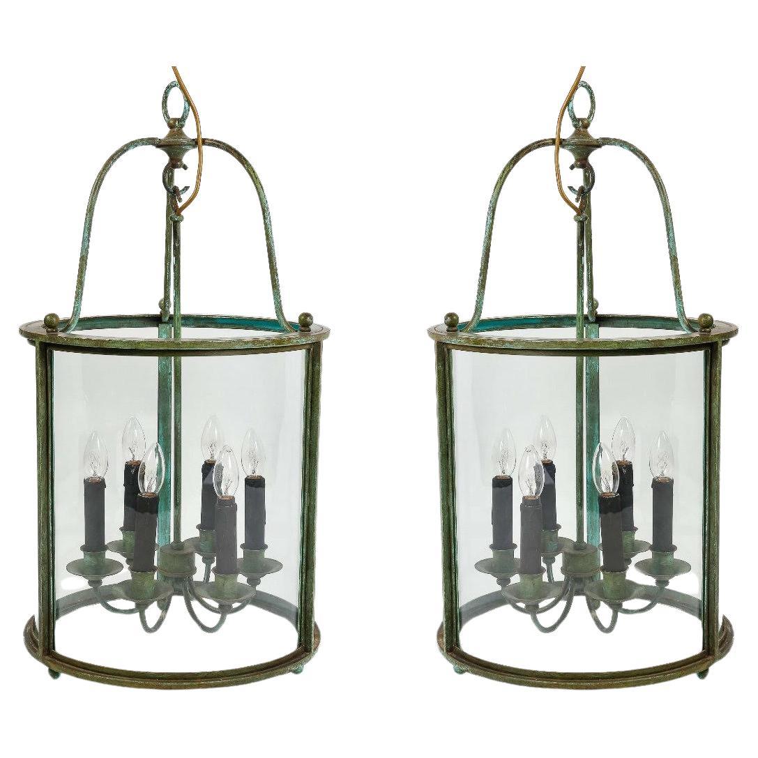 Pair of Early 20th Century Wrought Iron Lanterns.