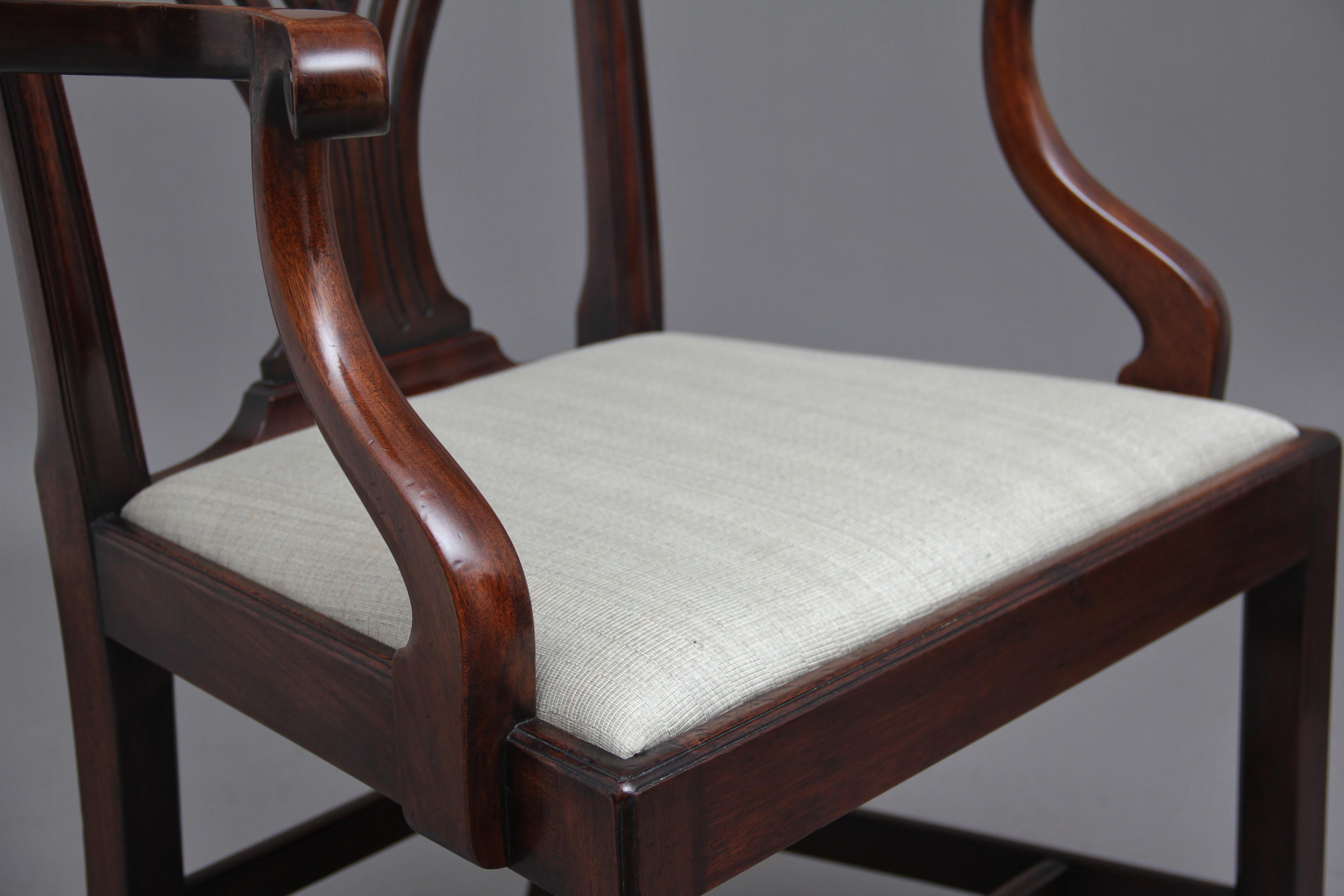 Pair of Early 20th Chippendale Style Armchairs 1