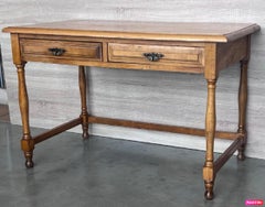 Pair of Early 20th Spanish Mobila Country Farm Desk with Two Drawers