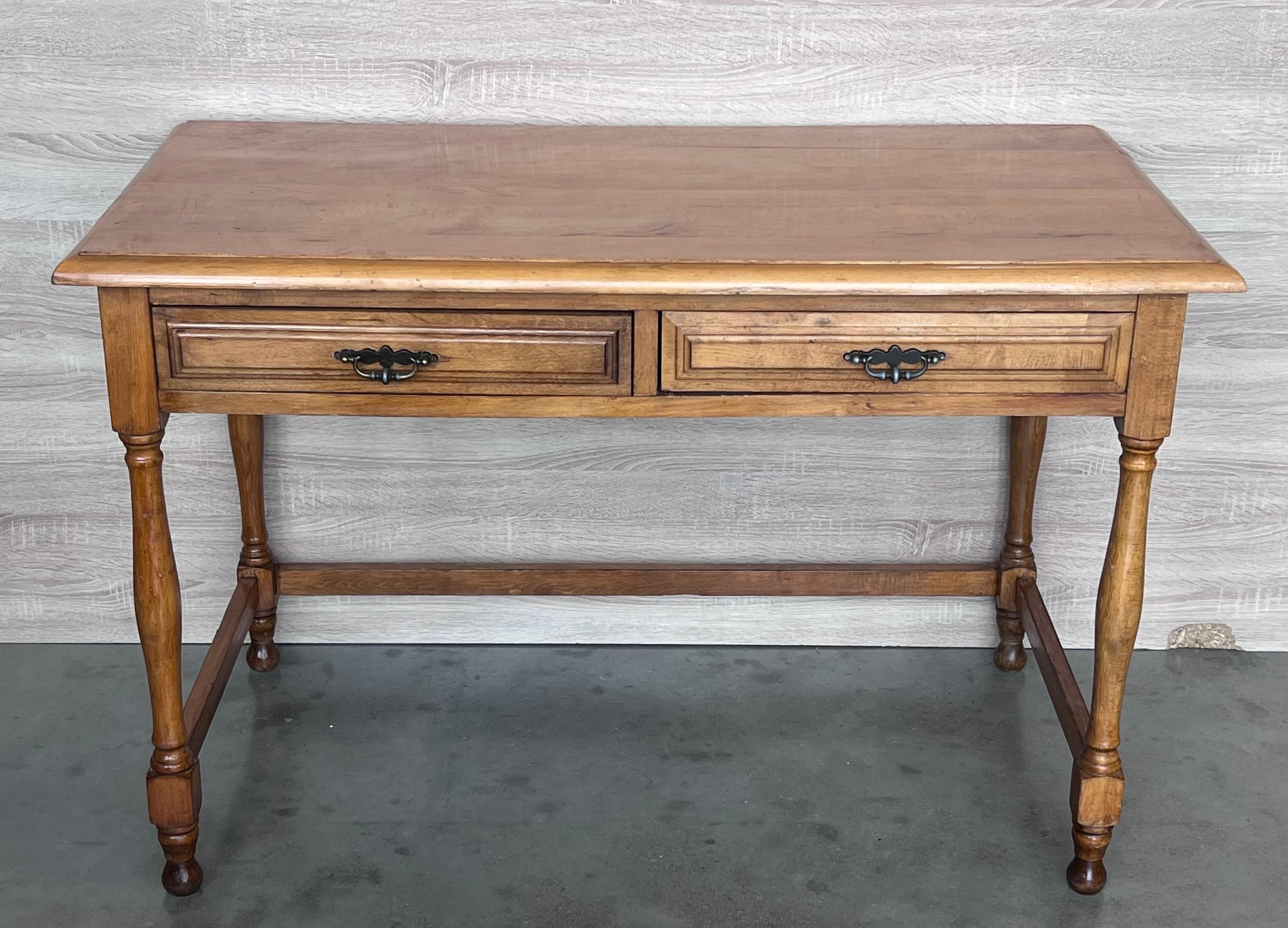 Spanish Colonial Pair of Early 20th Spanish Mobila Country Farm Desk with Two Drawers For Sale