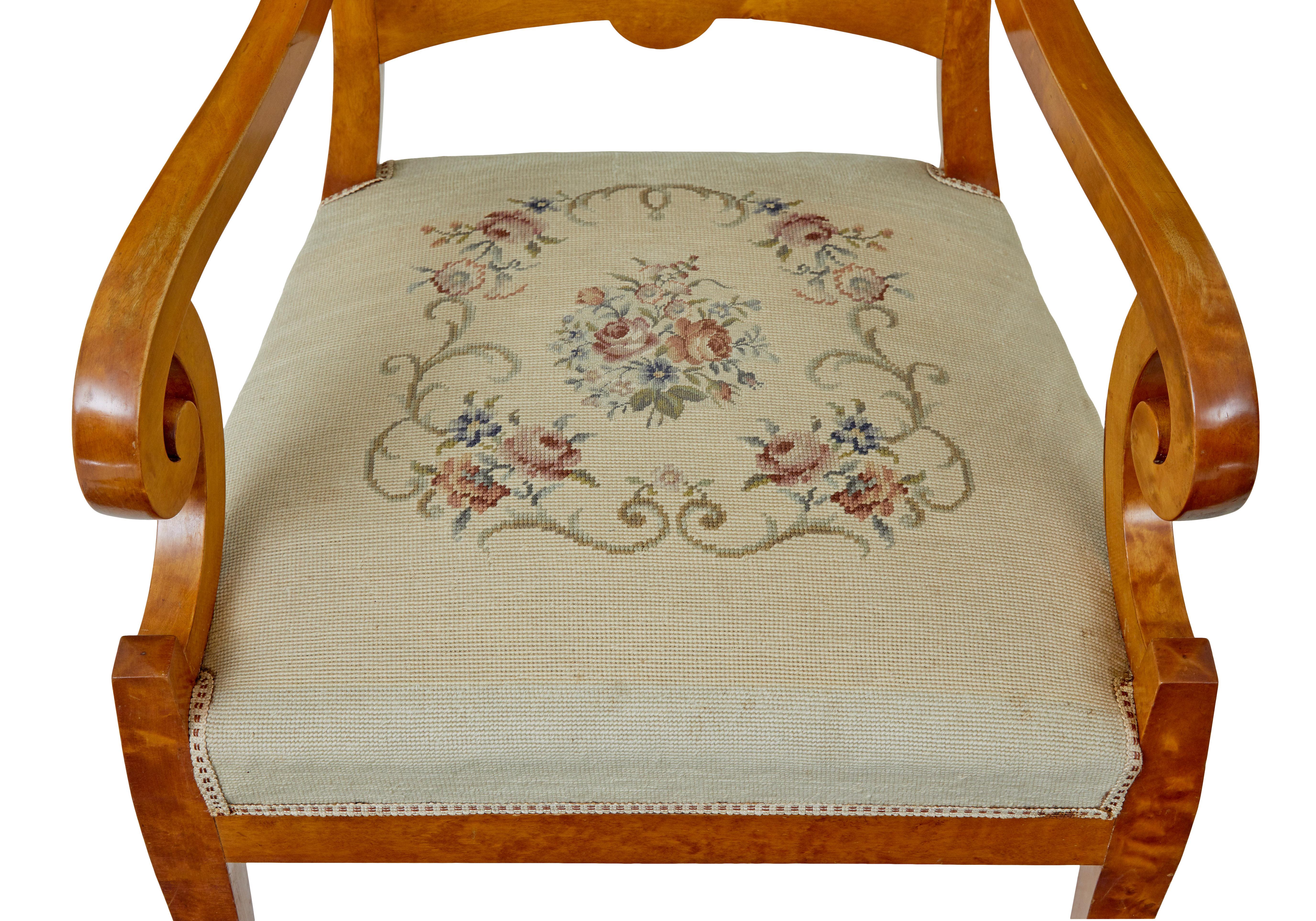 Pair of early 20th Swedish birch armchairs In Good Condition In Debenham, Suffolk