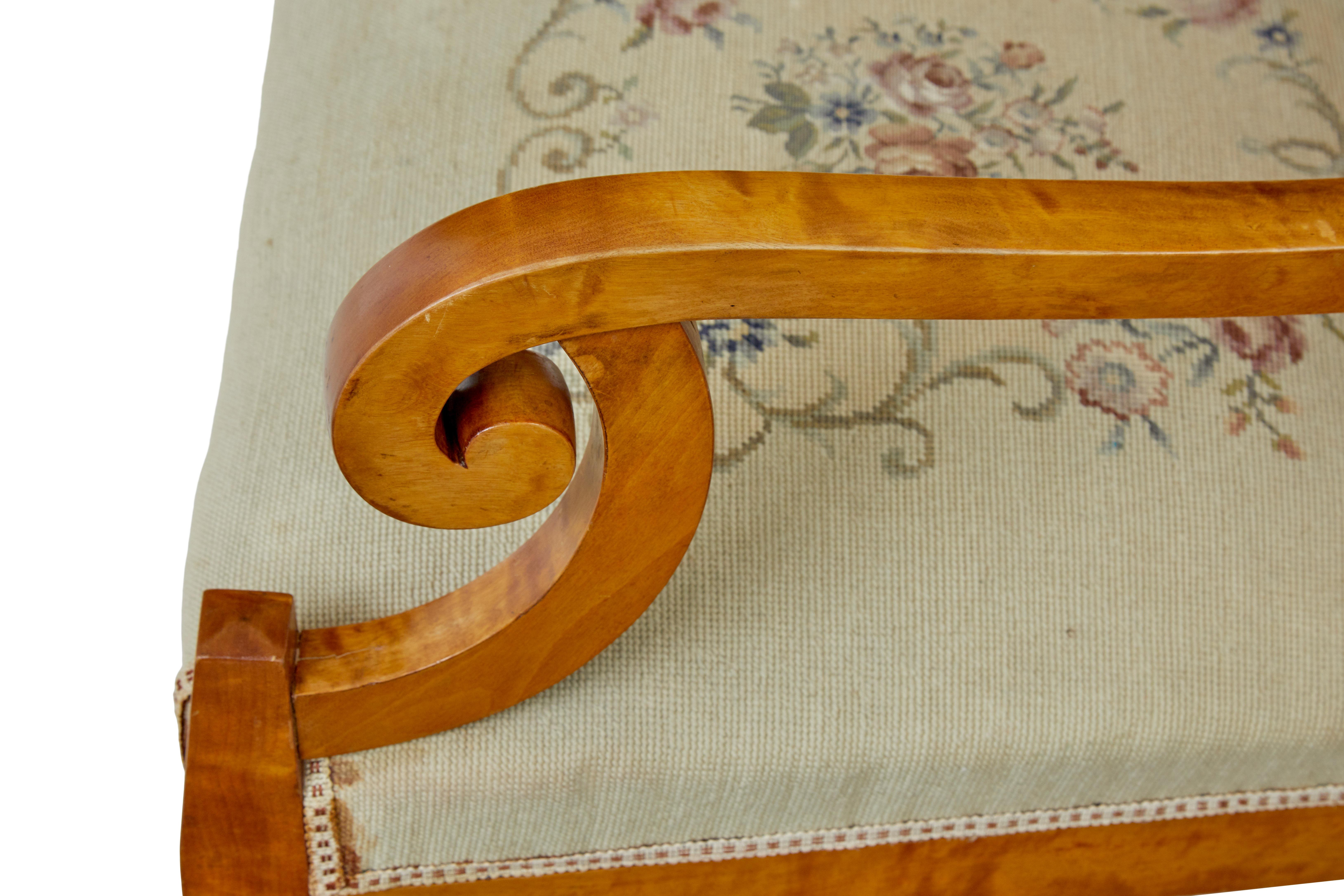 Tapestry Pair of early 20th Swedish birch armchairs