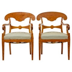 Pair of early 20th Swedish birch armchairs