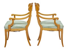 Pair of Early 20th Swedish Carved Birch Armchairs