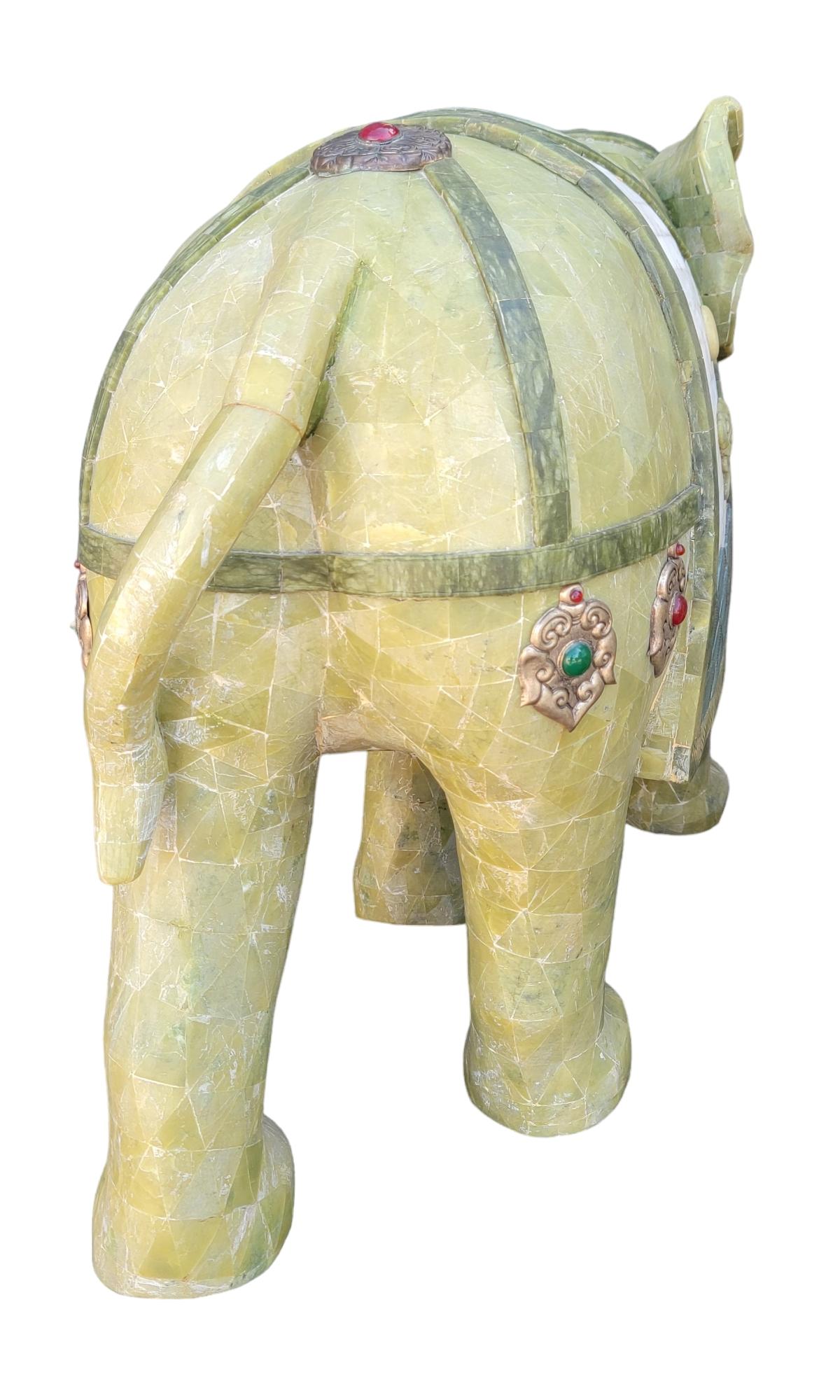 Chinese Export Pair of Early 20thc Antique Bone Carved Elephant Sculpture