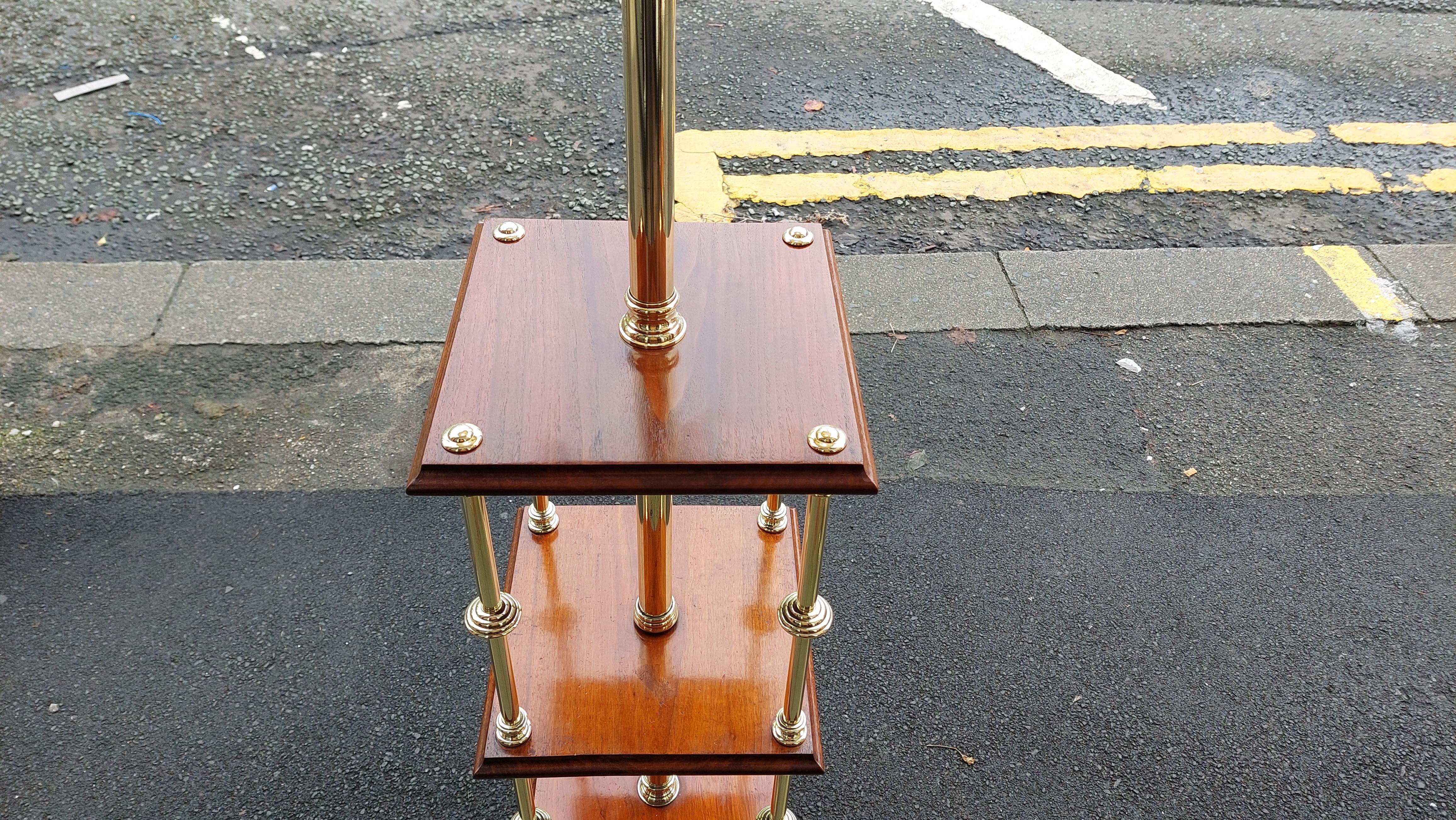 Pair of Early 20thC Brass and Mahogany Canterbury/Lamp Standards For Sale 5