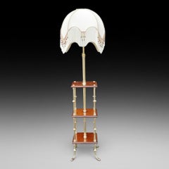 Pair of Early 20thC Brass and Mahogany Canterbury/Lamp Standards