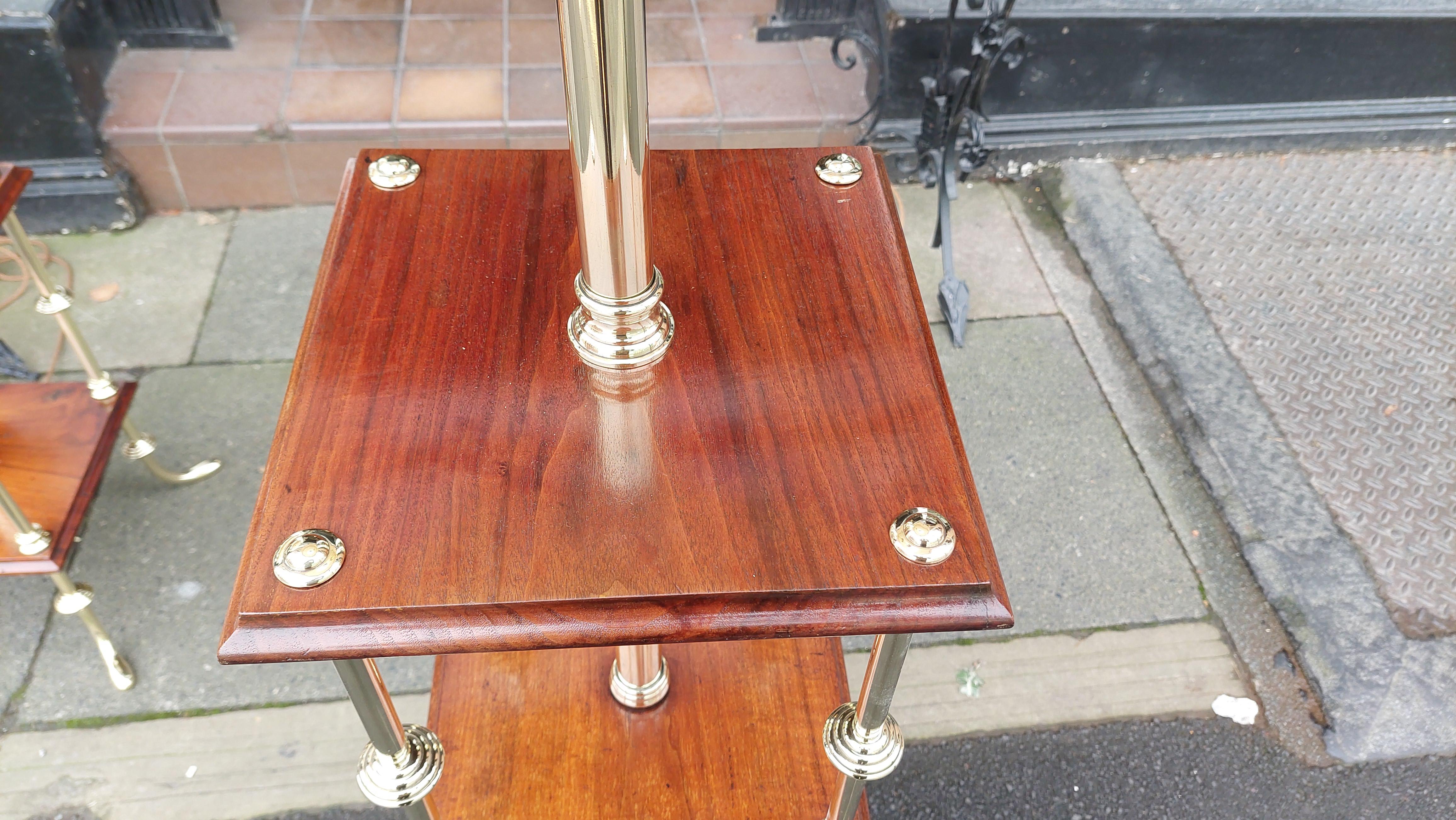Pair of Early 20thC Brass and Mahogany Canterbury/Lamp Standards For Sale 1