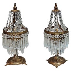 Pair of early 20thC  French Style Crystal Drop Lustres