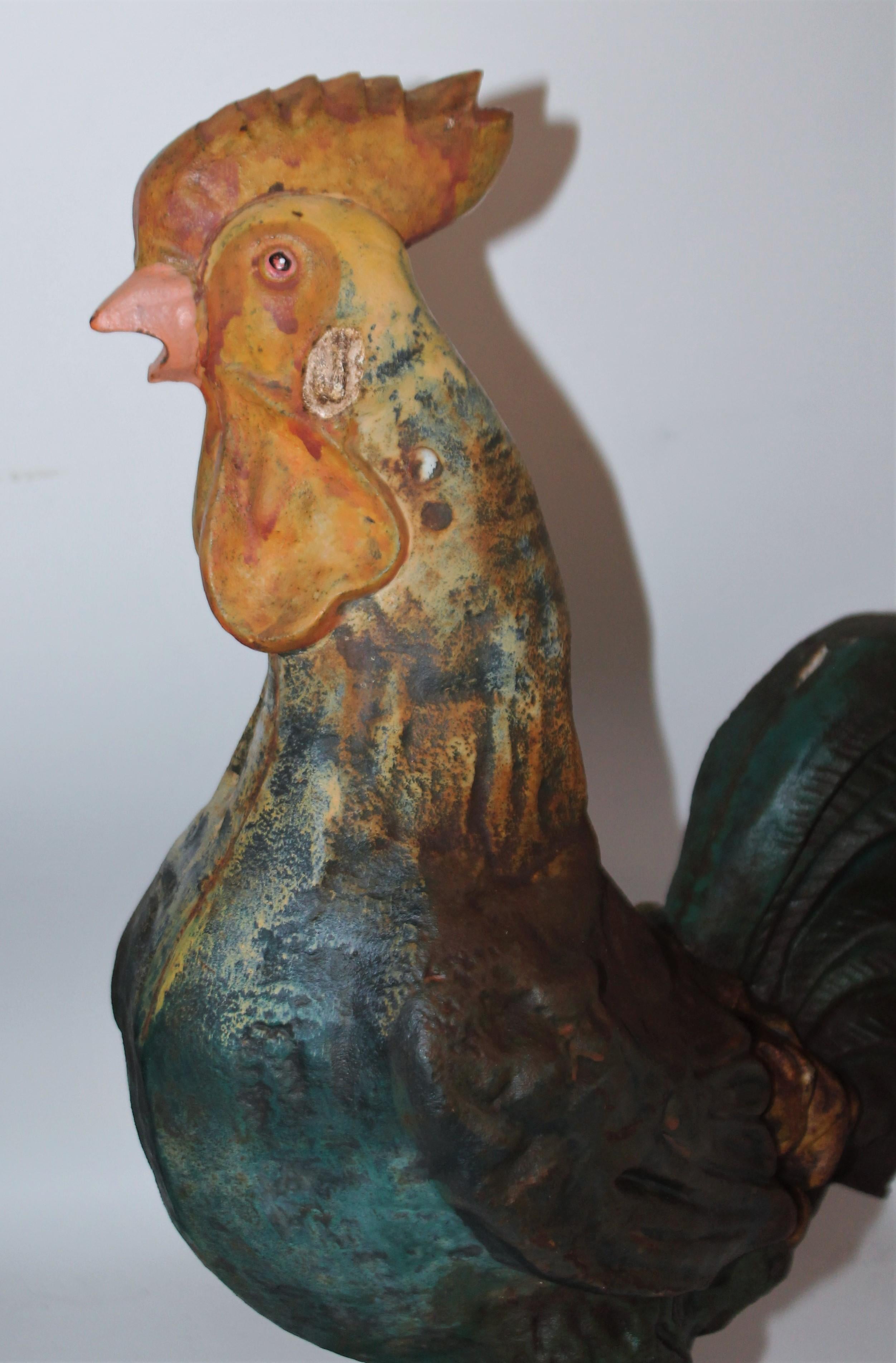 American Pair of Early 20th Century Iron Roosters in Original Paint