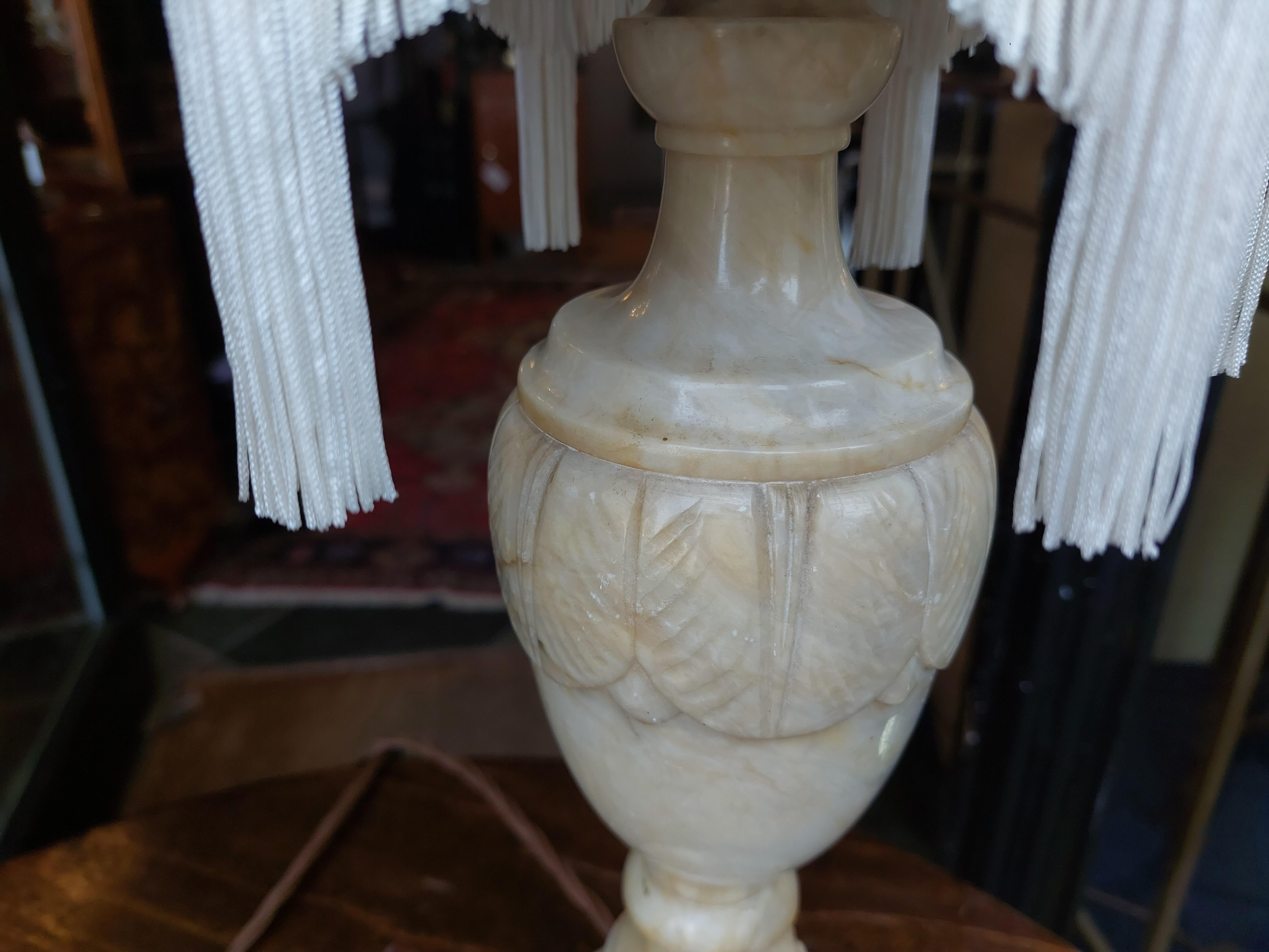 20th Century Pair of Early 20thC Marble-Effect Alabaster Table Lamps For Sale