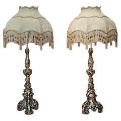 Pair of Early 20thC Rococo Style Brass Table Lamps 