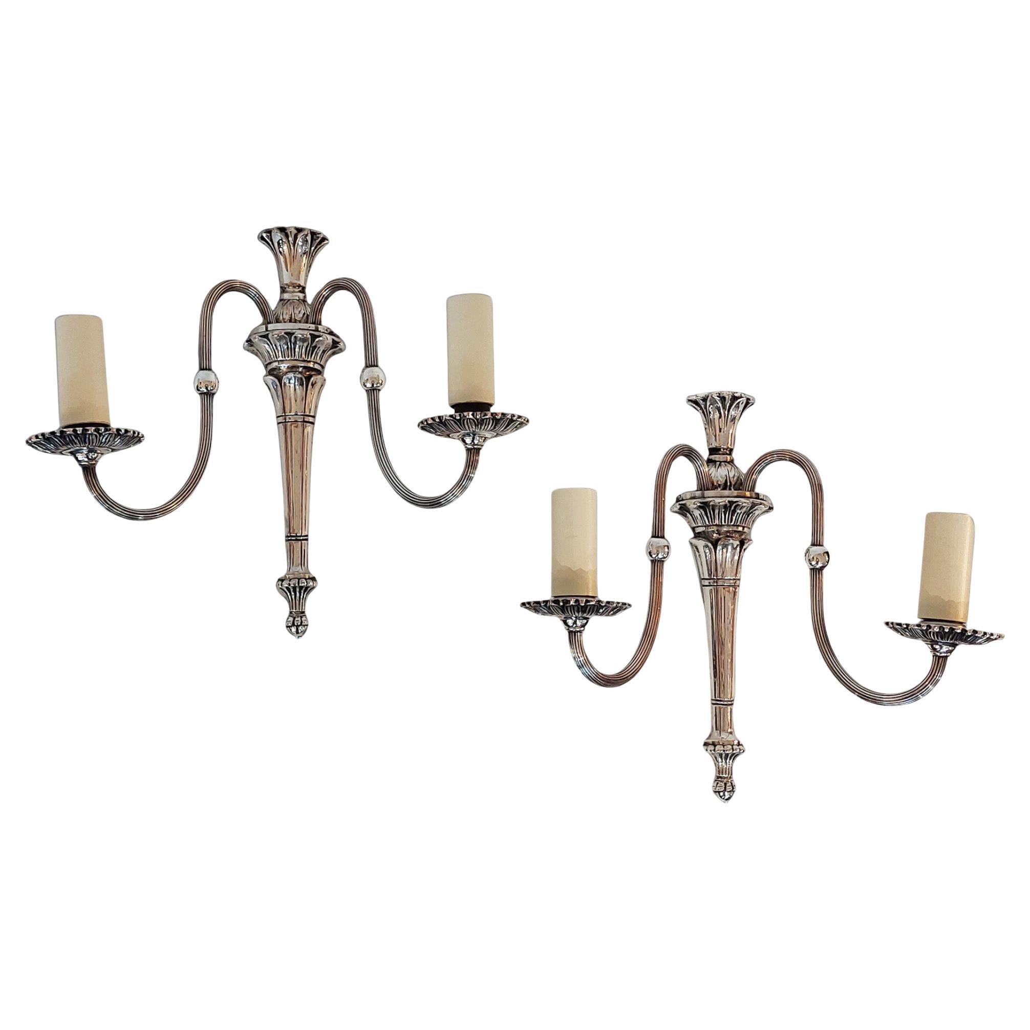 Pair of Early 20thC Silver Plated Neoclassical Wall Lights