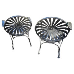 Coppia di sedie da pranzo da giardino in ferro a molla di Francois A. Carre dei primi del '900