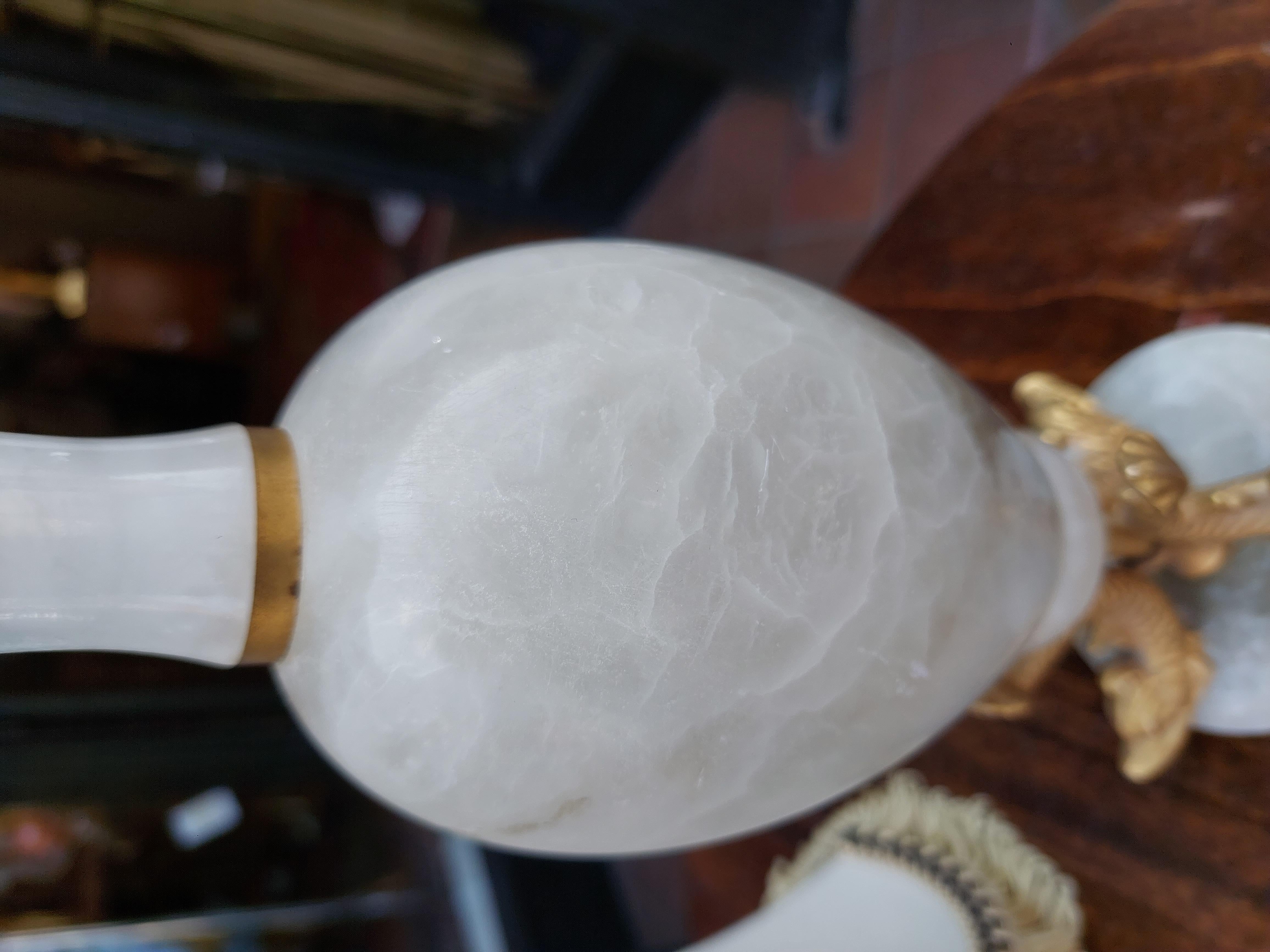 Pair of Early 20thC White Onyx Table Lamps For Sale 5