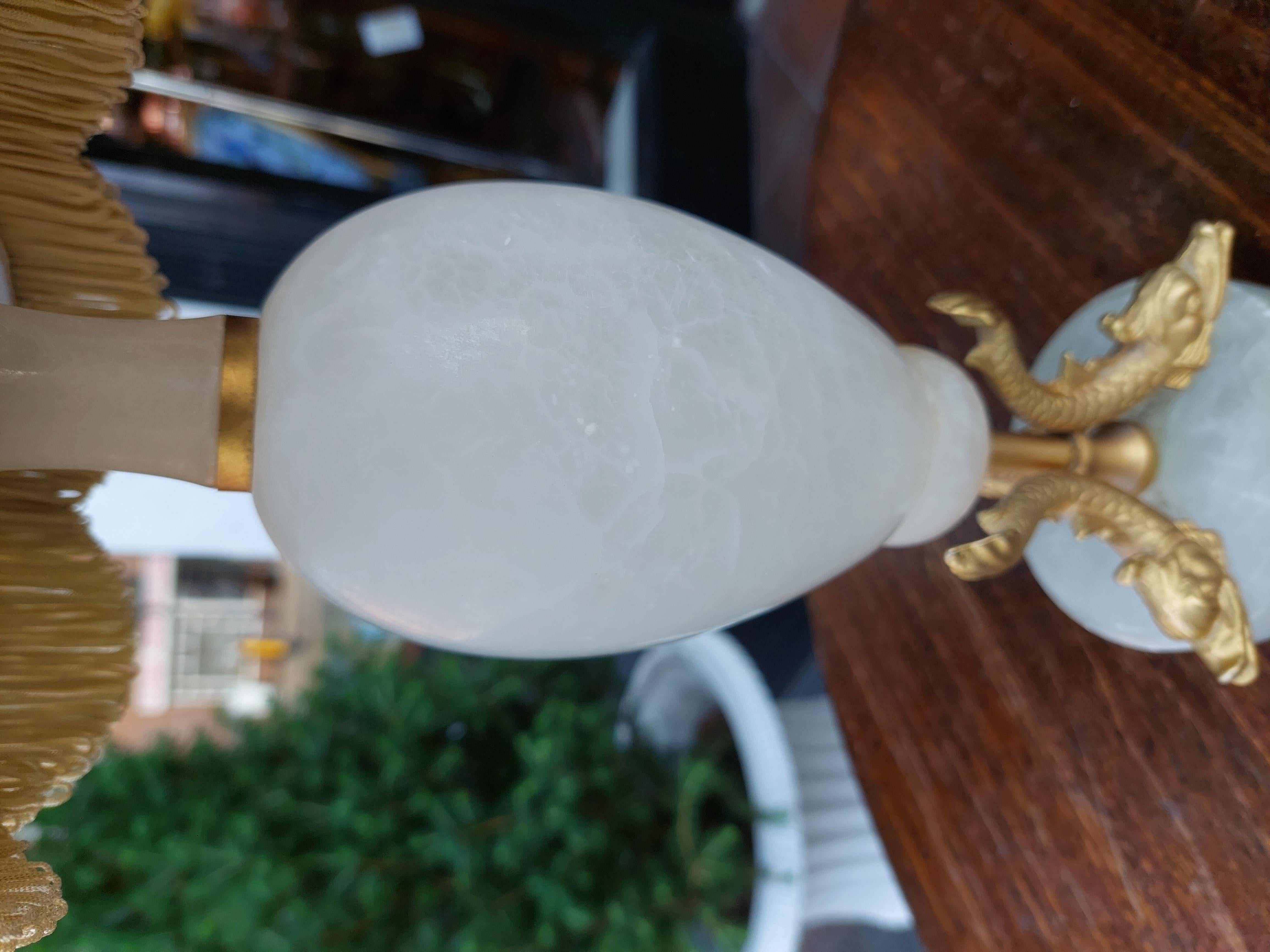 Pair of Early 20thC White Onyx Table Lamps For Sale 1