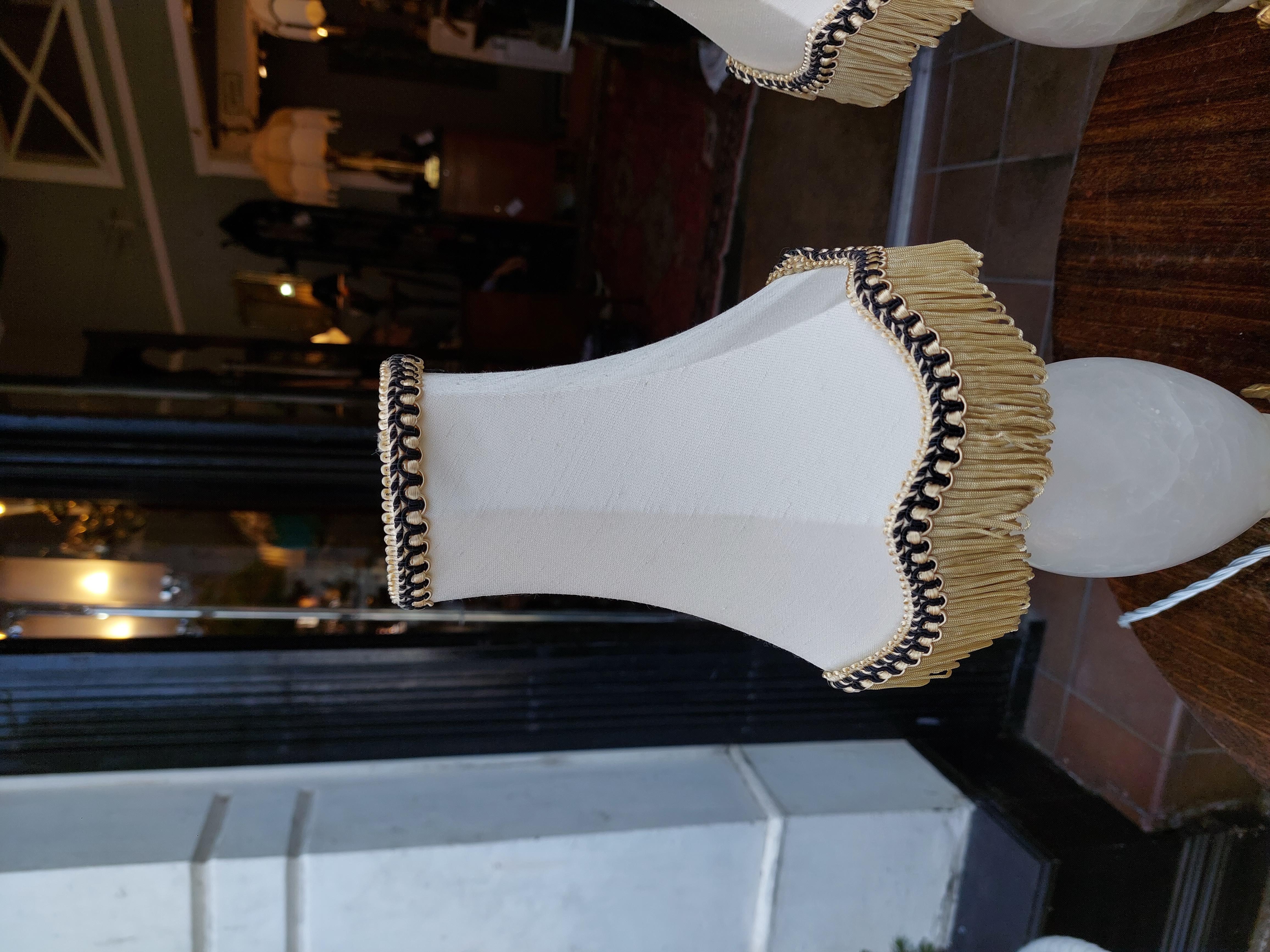 Pair of Early 20thC White Onyx Table Lamps For Sale 2