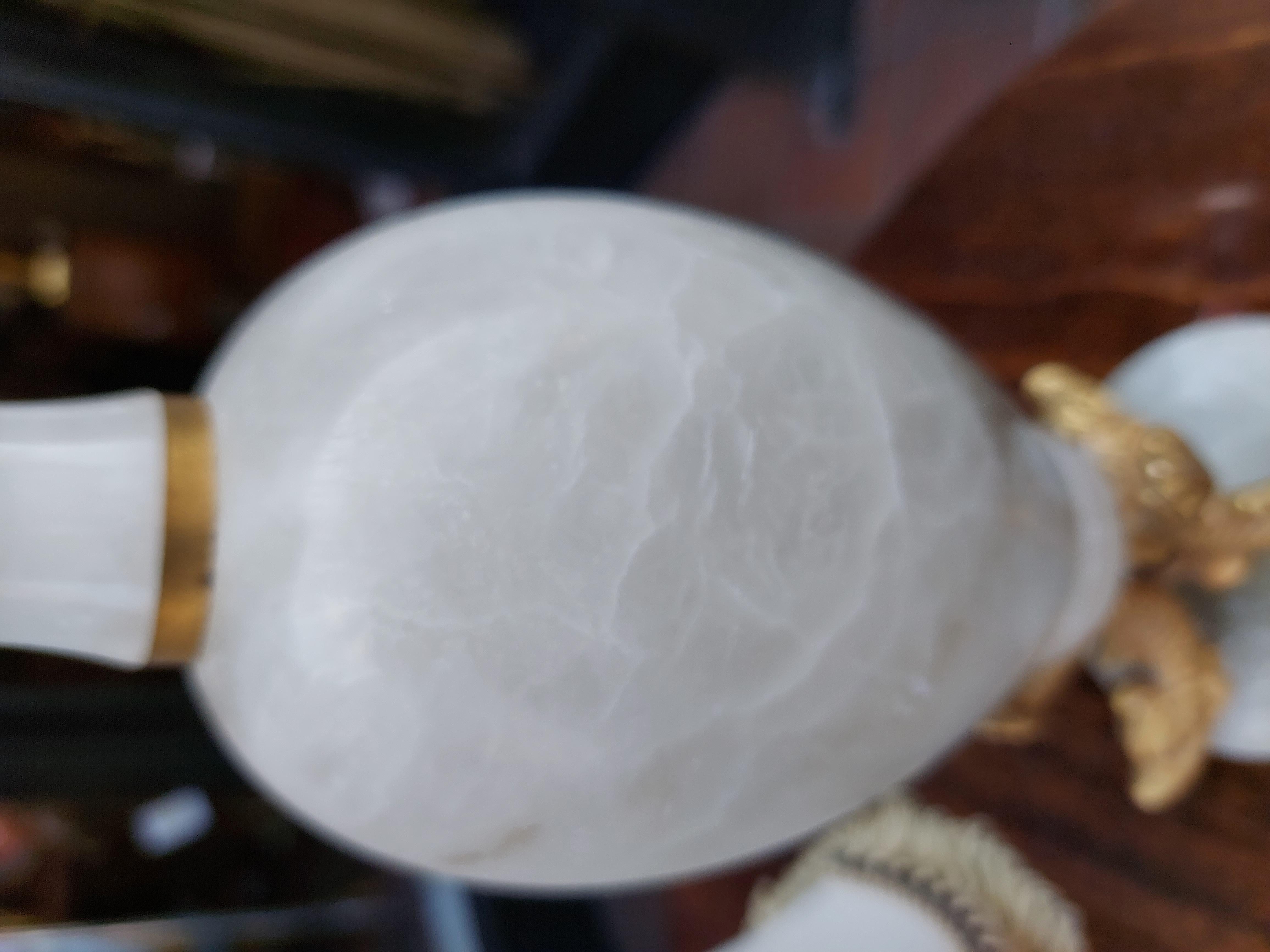 Pair of Early 20thC White Onyx Table Lamps For Sale 4