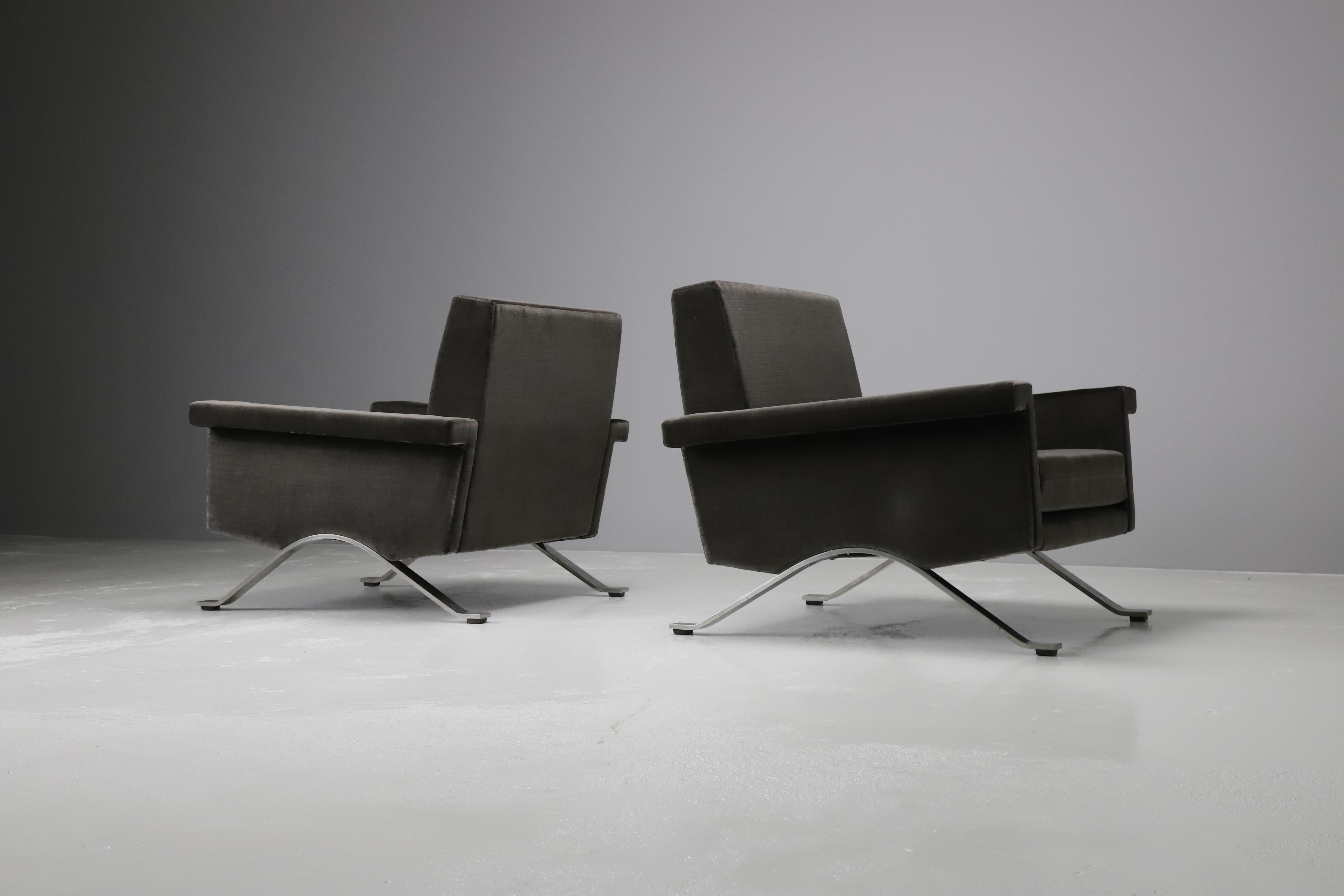 Metal Pair of early '875' lounge chairs by Ico Parisi for Cassina, 1960s