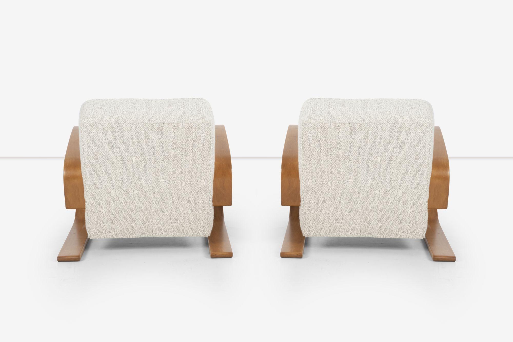 Upholstery Pair of Early Alvar Aalto Tank Chairs Model 400 by Artek Finland Circa 1940