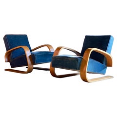 Pair of Early Alvar Aalto Tank Chairs Model 400 by Artek Finland circa 1940