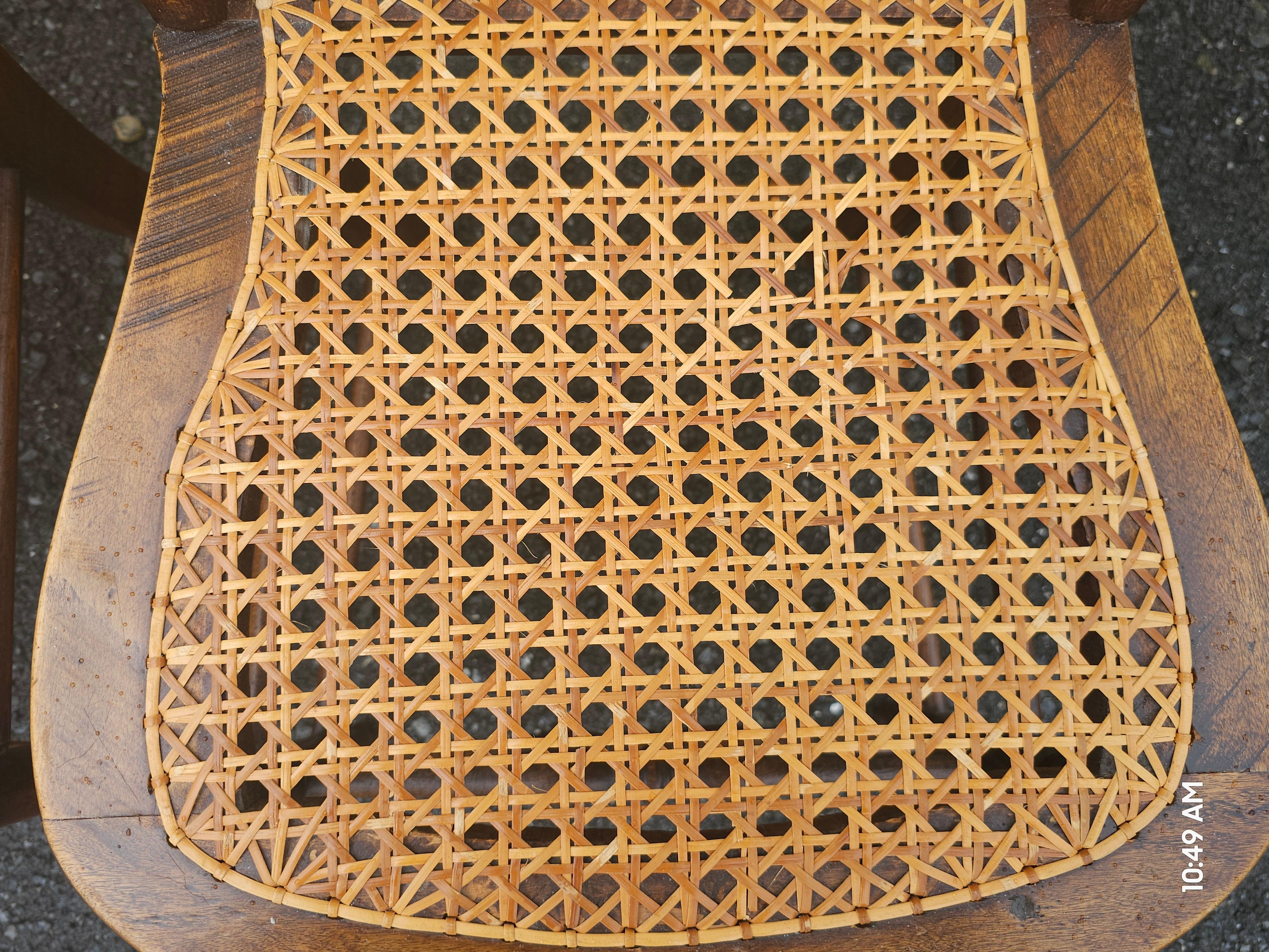 Pair of Early American Walnut and Cane Seat Spindle Back Side Chairs For Sale 1