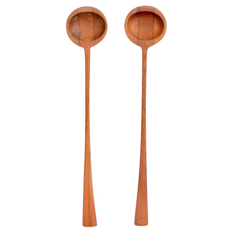 Pair of early and rare Dansk Danmark JHQ salad servers For Sale at