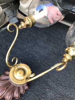 Pair of Early Anglo-Indian Double Shell Sconces with Glass Globes