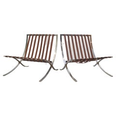 Pair of Early Barcelona Chair by Mies Van Der Rohe by Stiegler 1950s