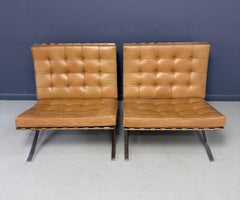 Pair of Early Barcelona Chairs by Ludwig Mies van der Rohe for Knoll, circa 1955