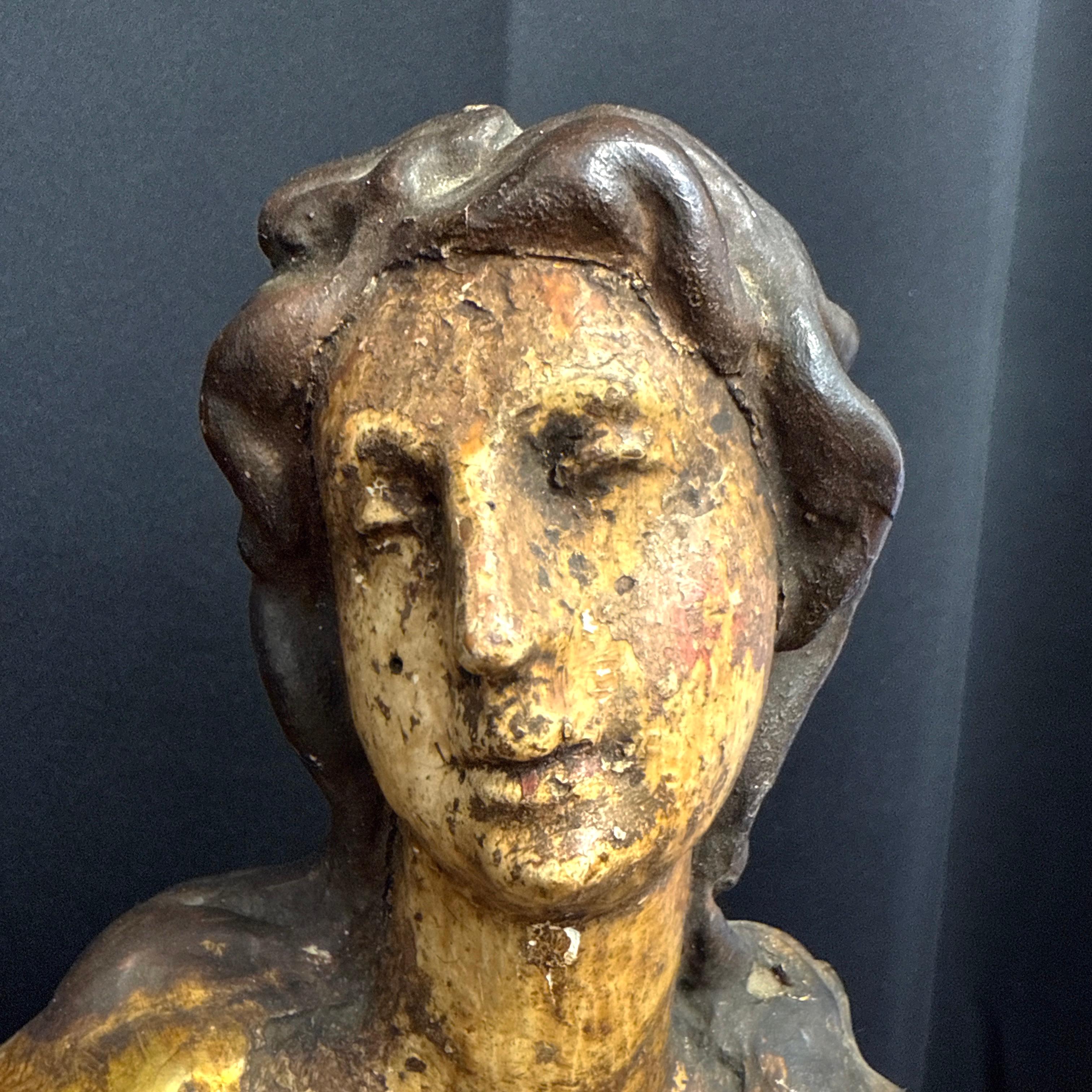 Coppia di figure di cornucopia in legno dorato del primo barocco italiano settentrionale in vendita 4