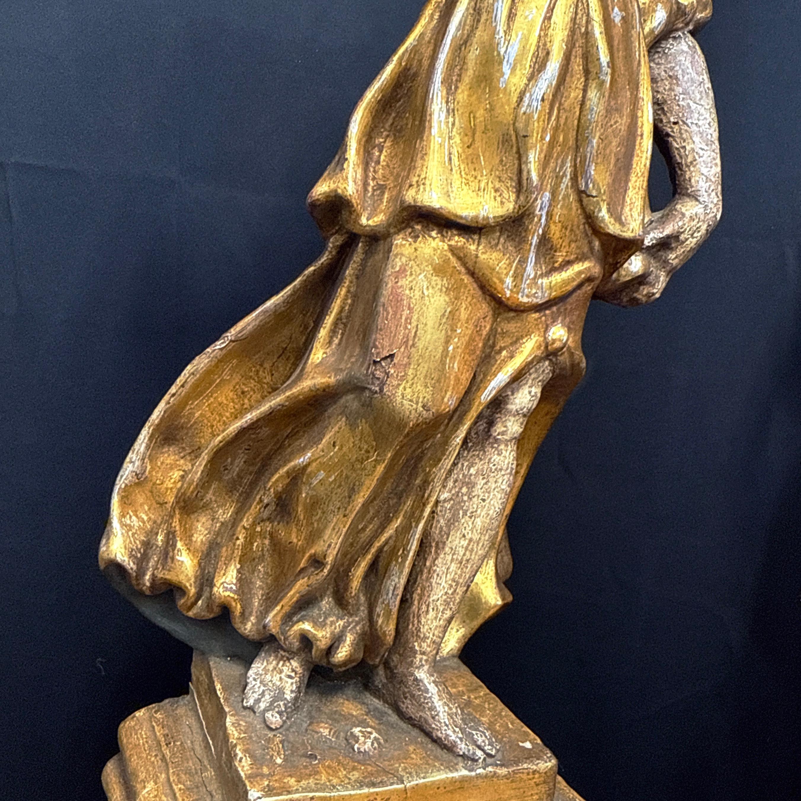 Coppia di figure di cornucopia in legno dorato del primo barocco italiano settentrionale in vendita 5