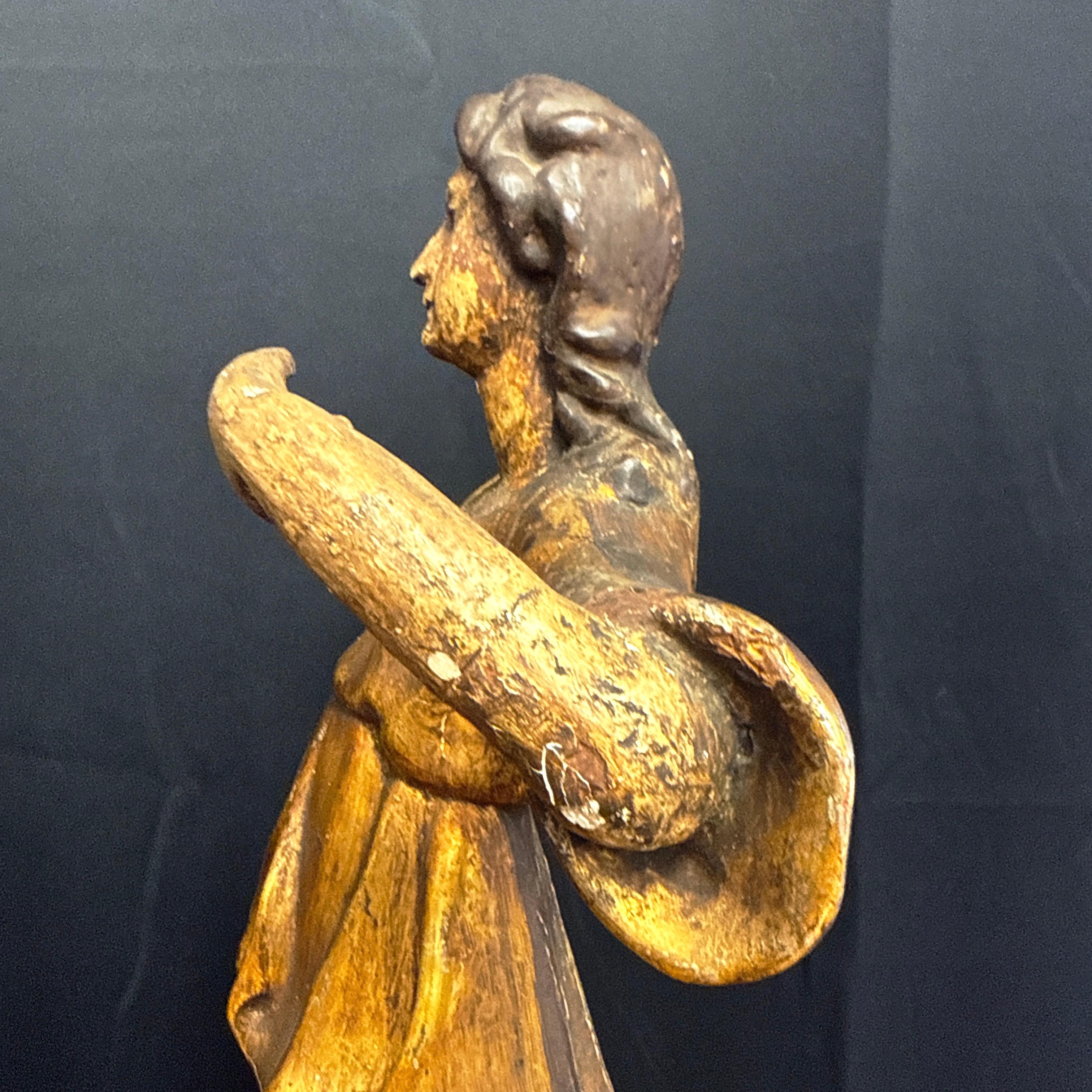 Coppia di figure di cornucopia in legno dorato del primo barocco italiano settentrionale in vendita 9