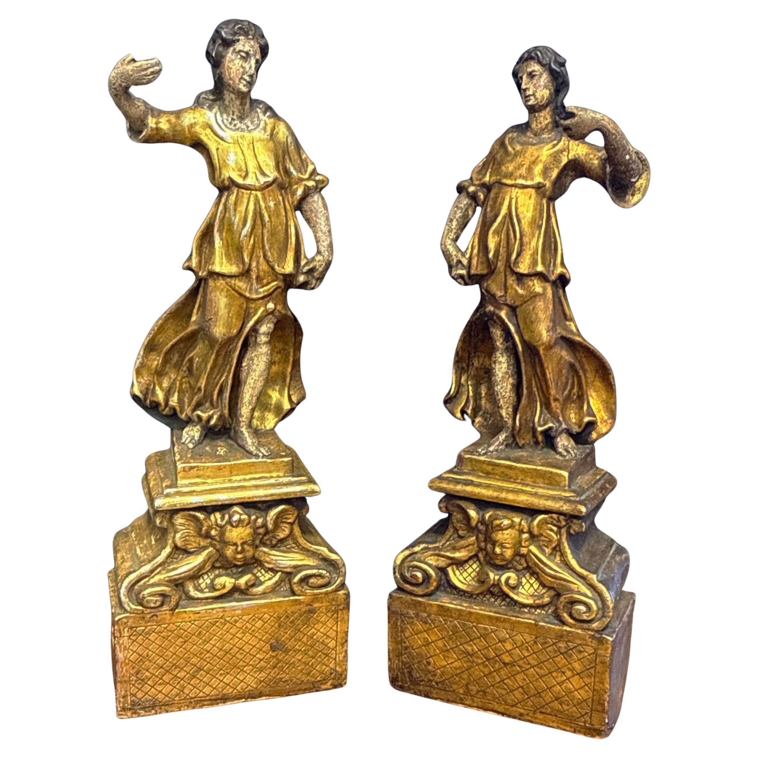 Pair of Early Baroque Northern Italian Giltwood Cornucopia Figures