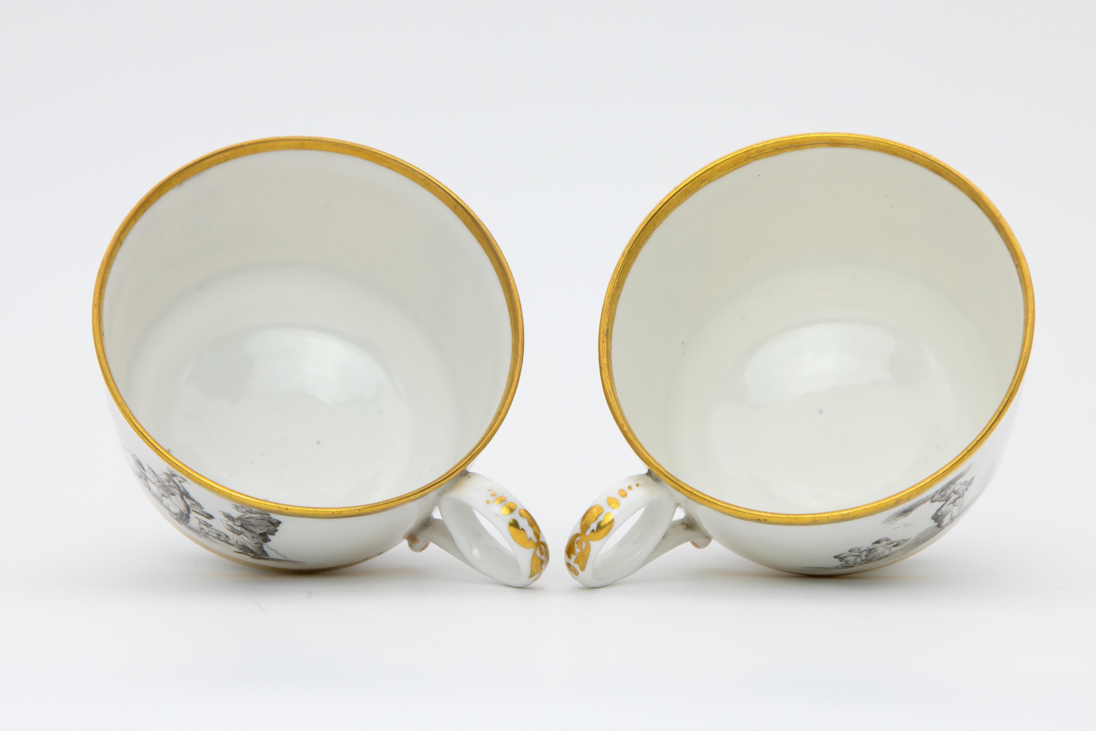Pair of Early Barr Flight Barr Porcelain Teacups and Saucers For Sale 5