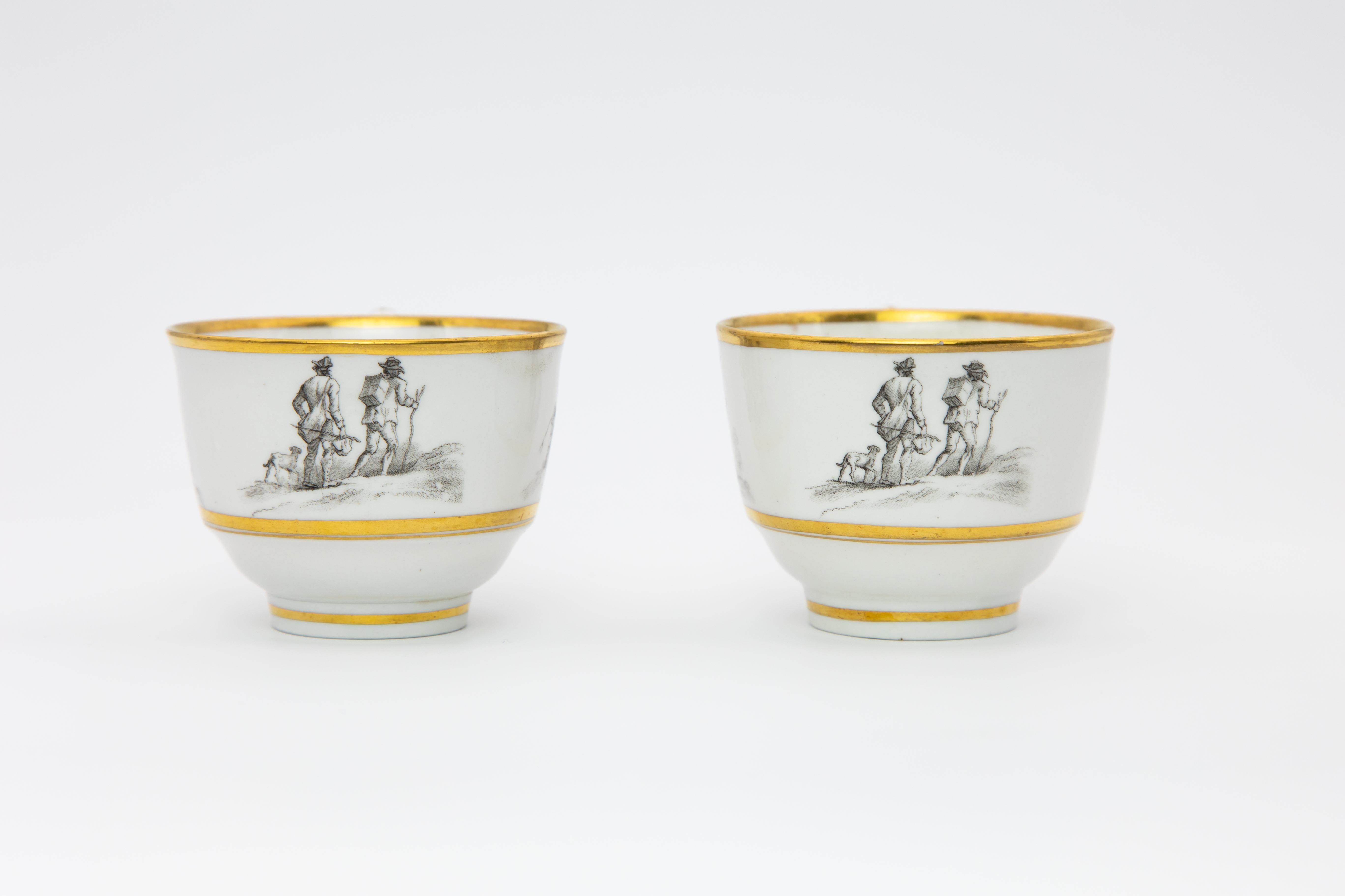 Pair of Early Barr Flight Barr Porcelain Teacups and Saucers For Sale 3