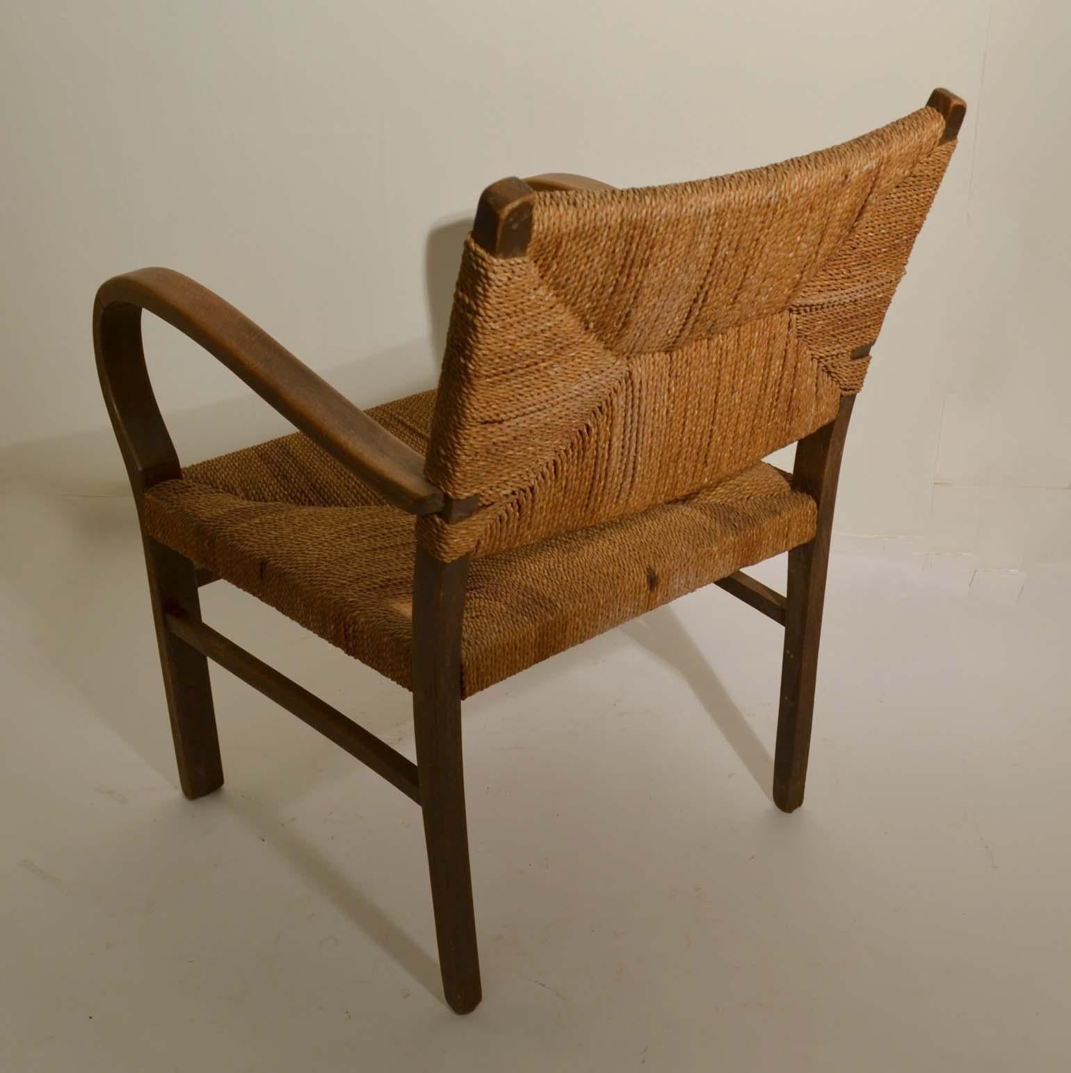 Pair of Early Bauhaus Armchairs Wood and Rope by Erich Dieckmann 2