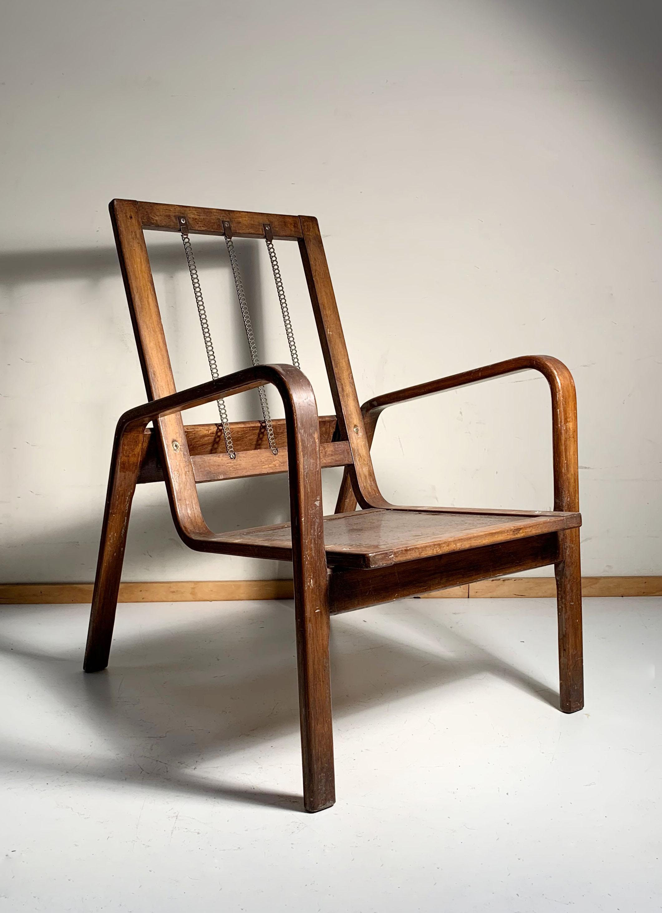 20th Century Pair of Early Bentwood Danish or German Bauhaus Lounge Chairs