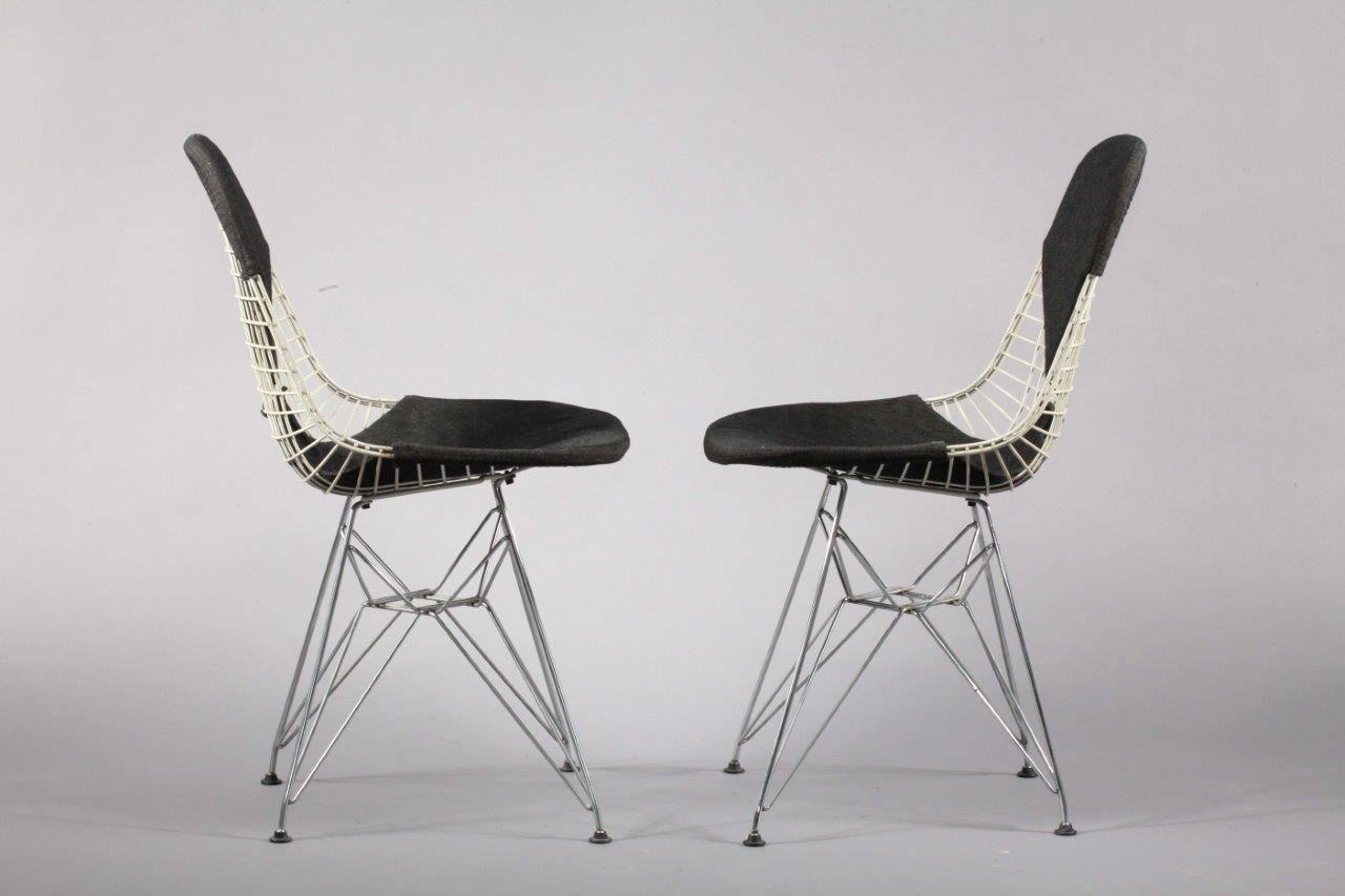 Charles & Ray Eames for Herman Miller DKR dining bikini chairs with original gray cushions. All original, 1960.