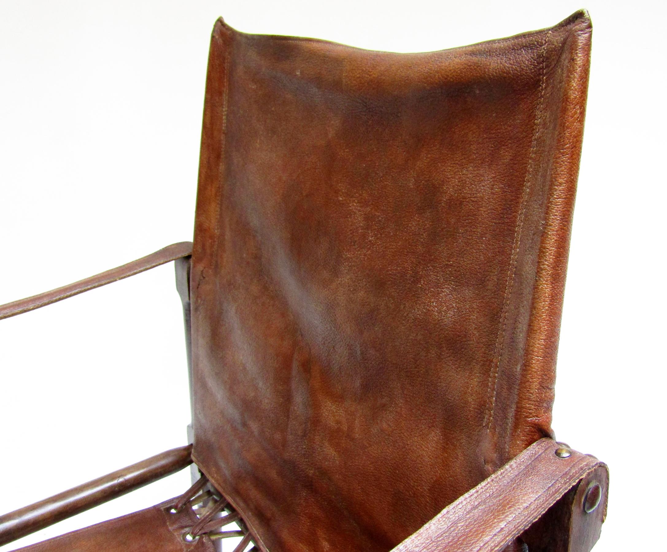 Pair Of Early British Roorkhee Safari Campaign Chairs In Leather, Circa 1920 6