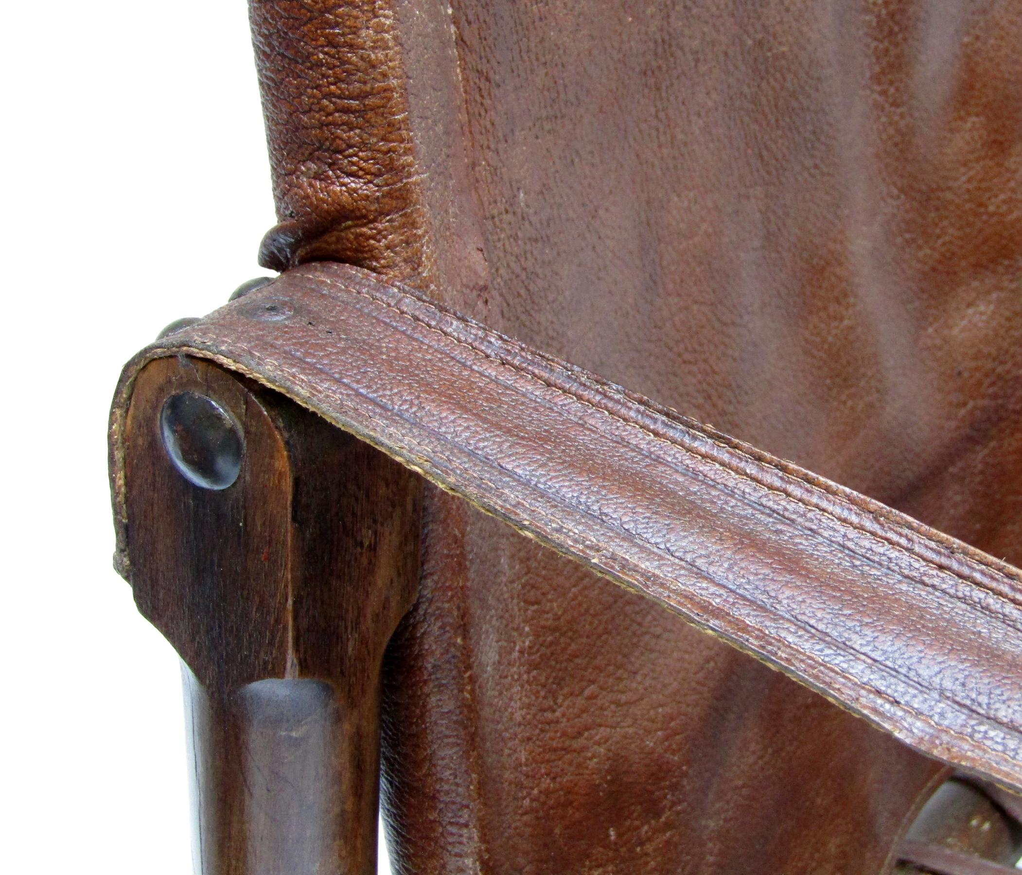 Pair Of Early British Roorkhee Safari Campaign Chairs In Leather, Circa 1920 8