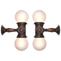 Pair of Early Bronze Elevator Sconces
