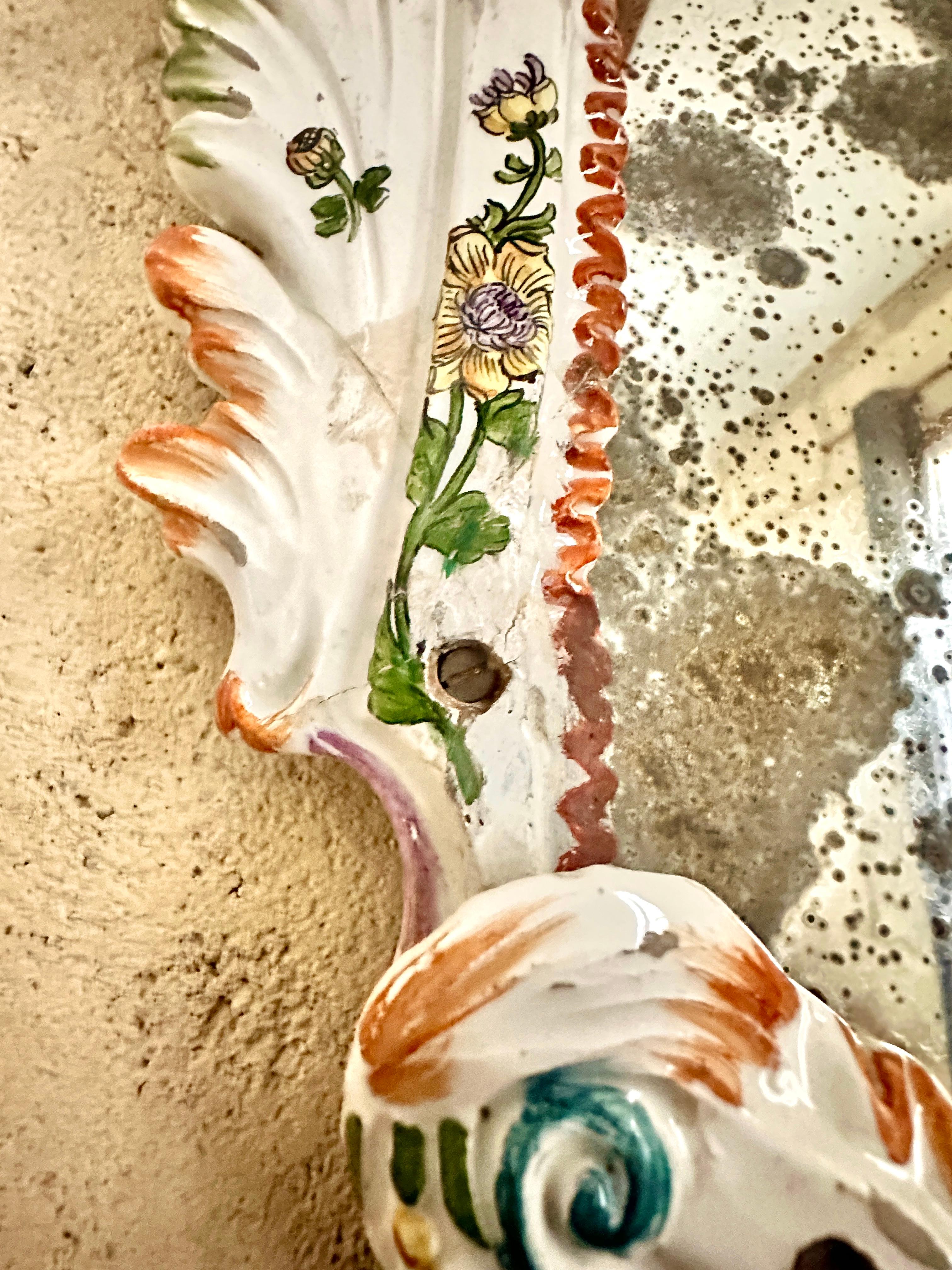 Coppia di specchi in ceramica di Bassano dell'inizio del XIX secolo in vendita 3